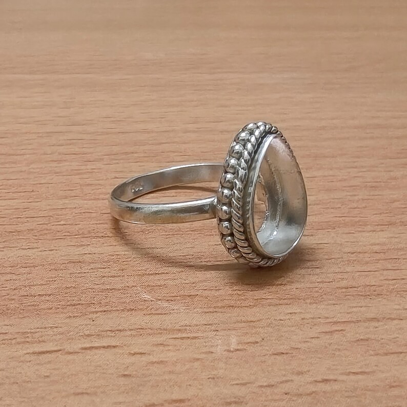 925 Sterling Silver 5x7mm Pear Bezel Setting Blank for DIY Jewelry Making