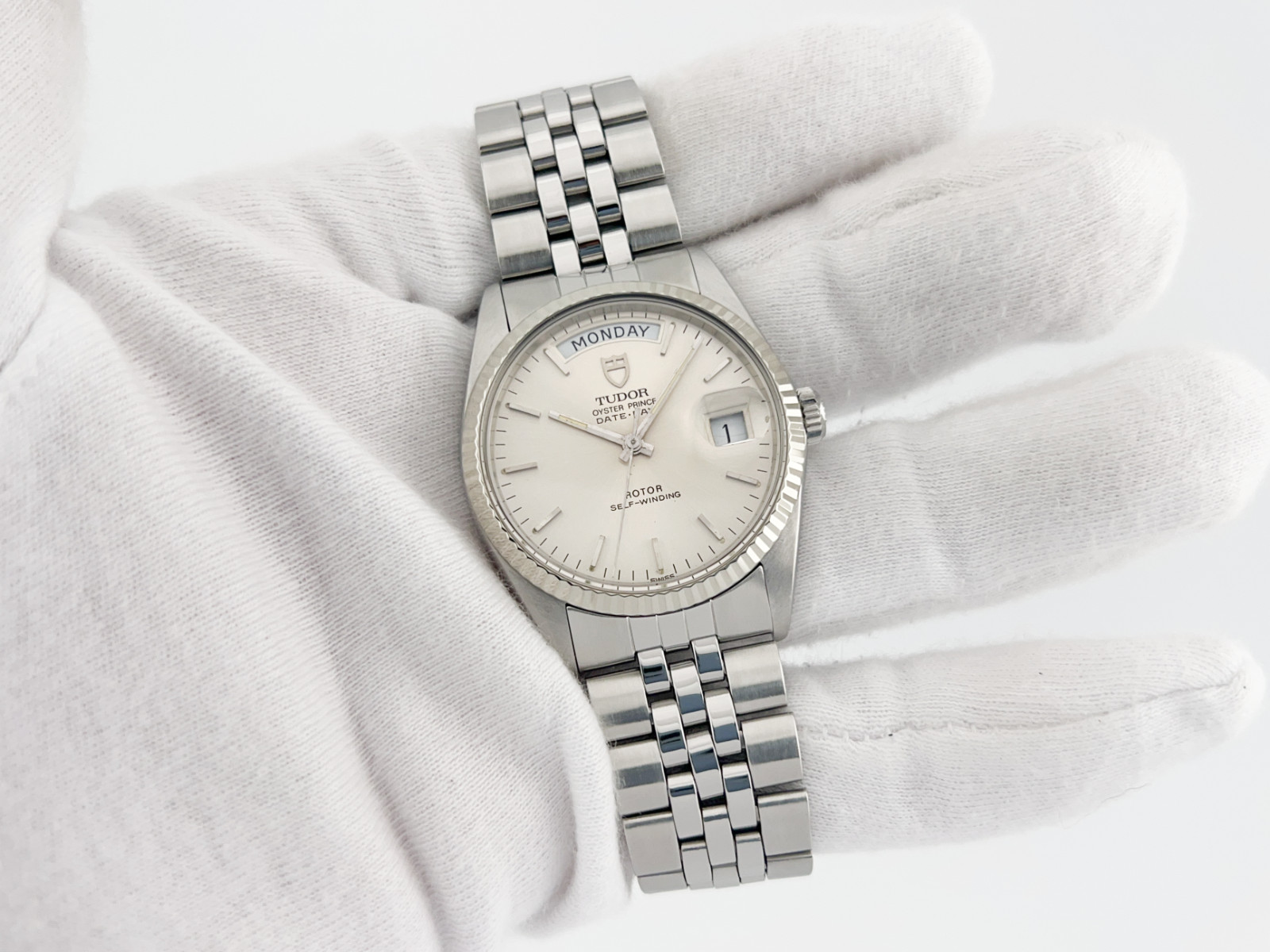 Tudor Oyster Prince Date Day 36mm silver sunburst dial ref. 94614 from 1988
