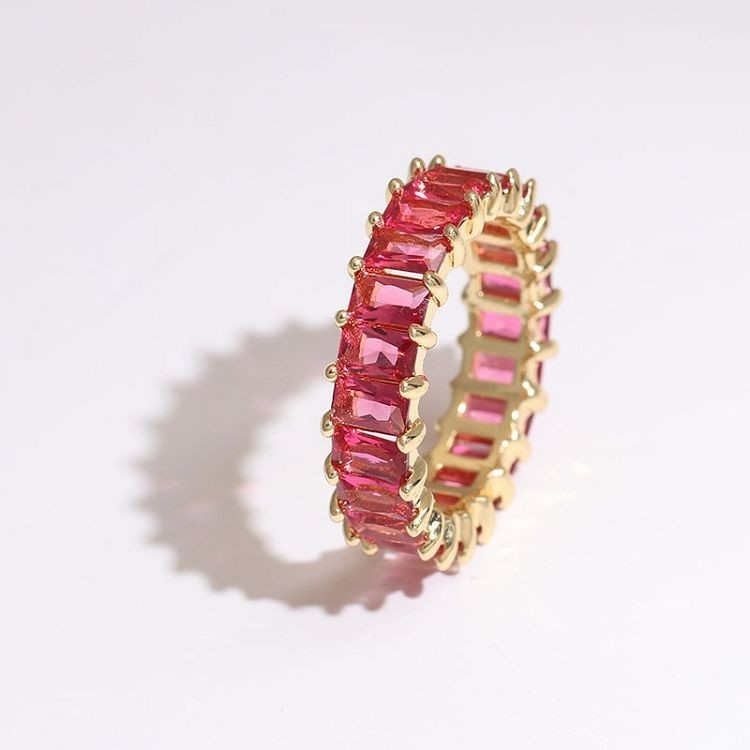 Lab Created 925 Silver Moissanite Octagon Eternity Band Stackable Ring Women