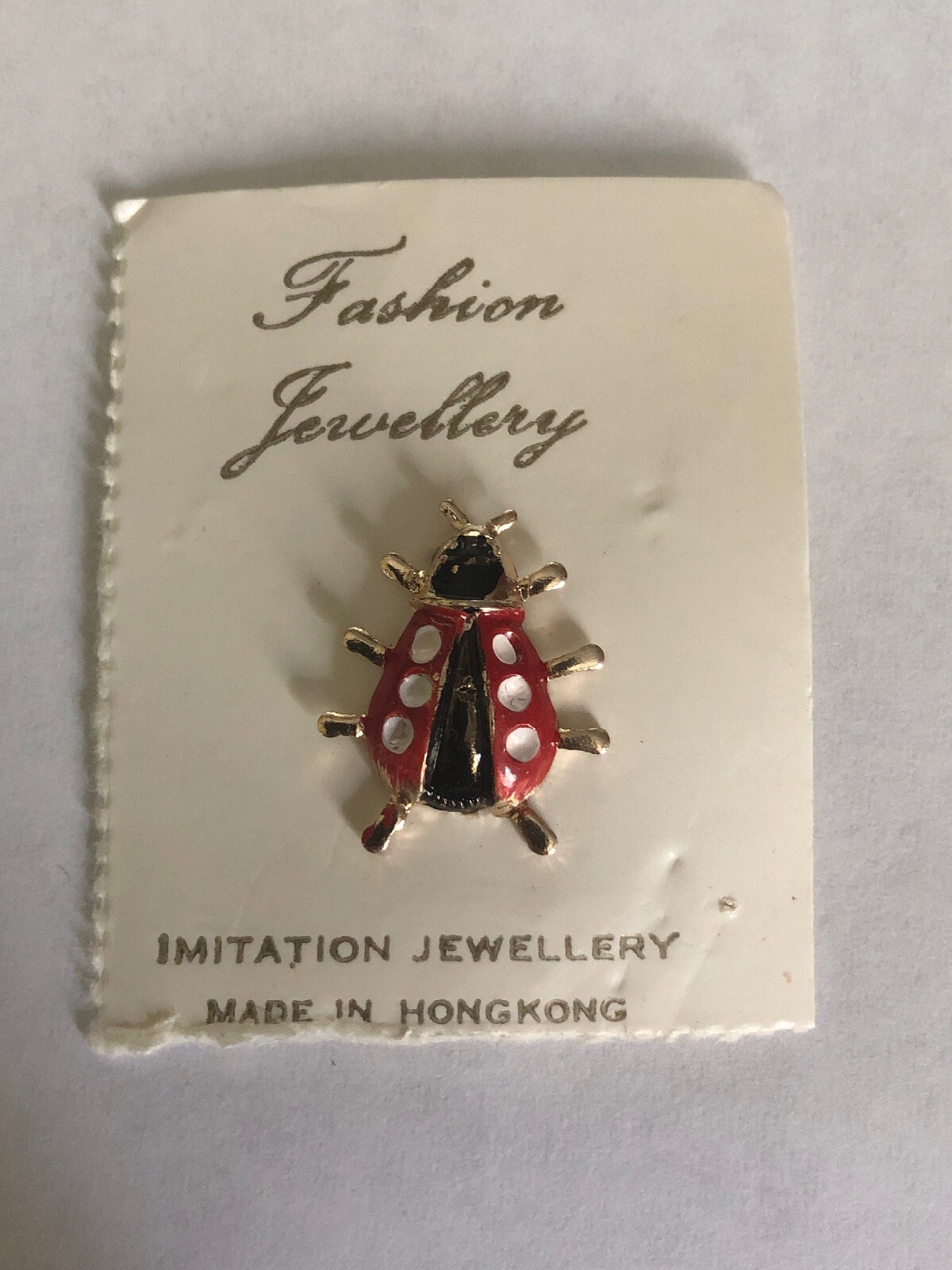 Black ,Red and White Lady Bug Pin Beetle Brooch Pin Gold Legs