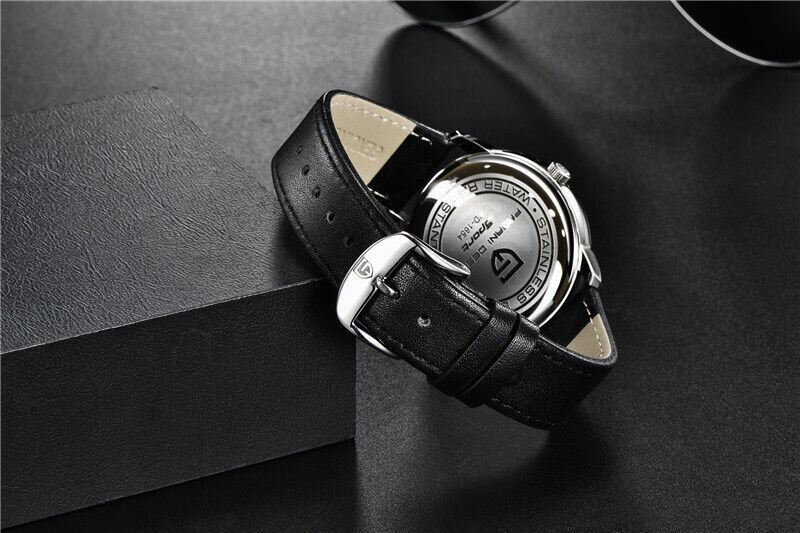 PAGANI DESIGN Men’s Military Watches Business Quartz Wristwatch Leather Strap