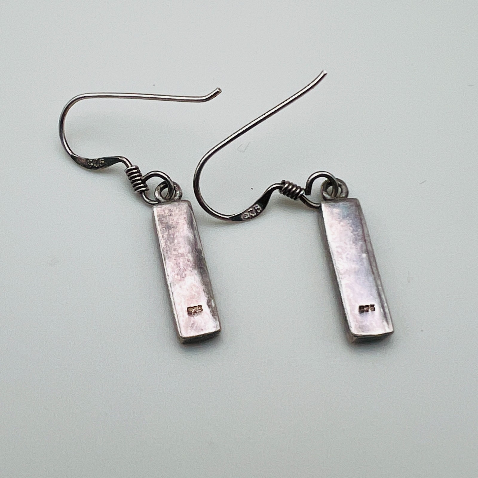 Abalone Pierced Sterling Silver Earrings Drop Bar Dangle Mother of Pearl Shell