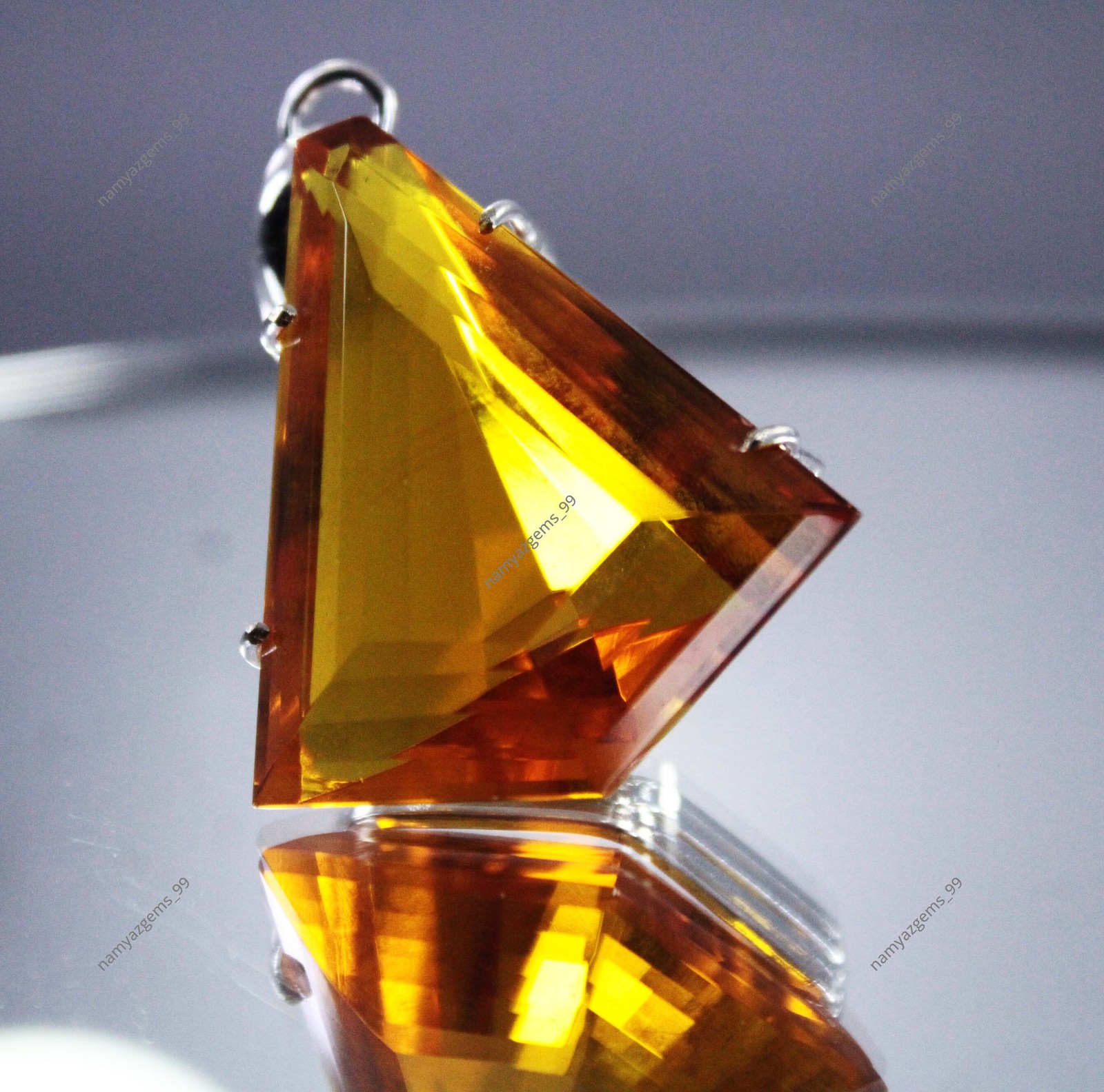 59.75 Ct Natural Imperial Topaz Loose Gemstone 925 Sterling Silver Pendant Fancy