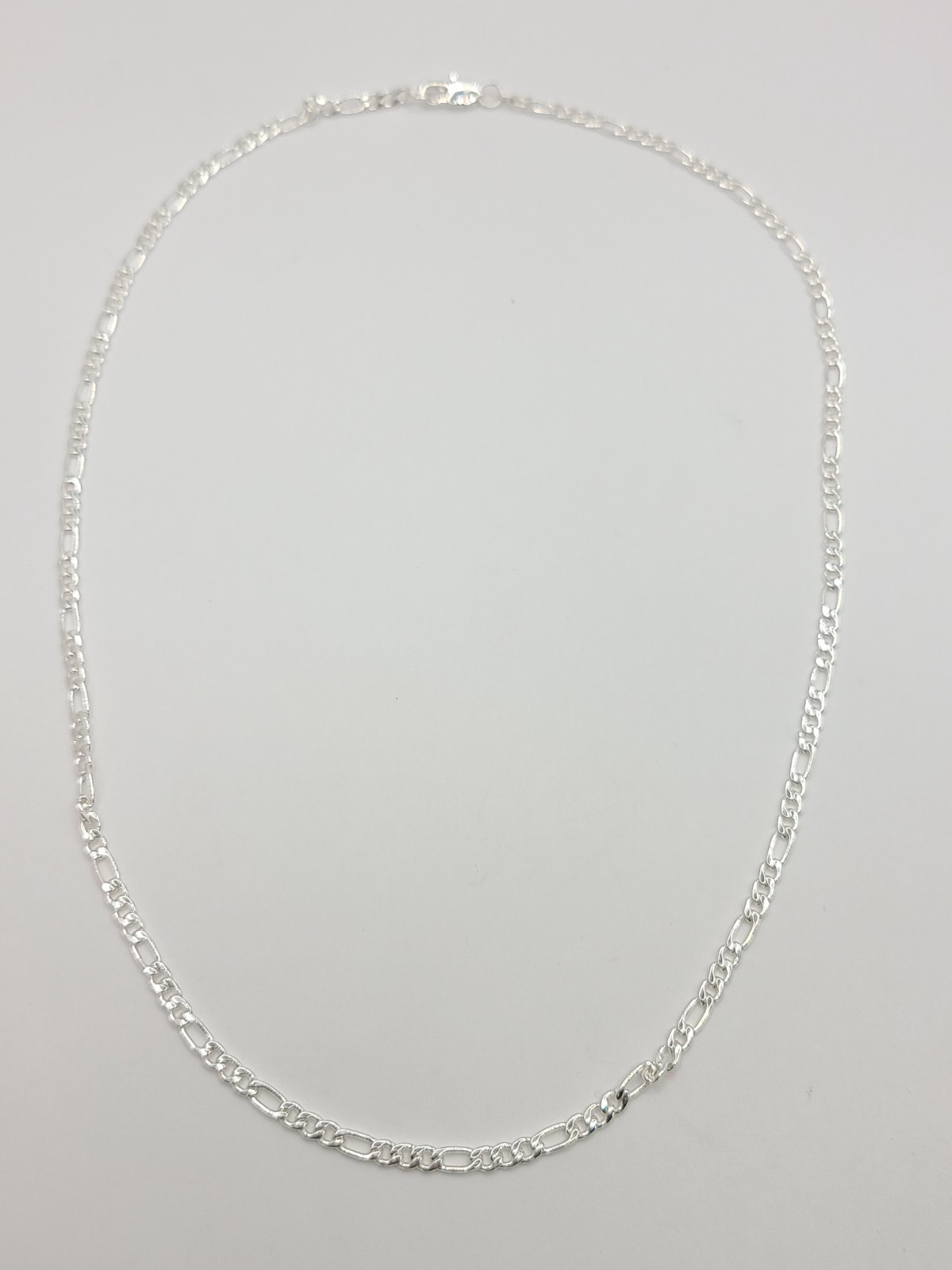 Mens .925 Sterling Silver Flat Figaro Link Chain Necklace 3.3mm 18 inches 7.04gr