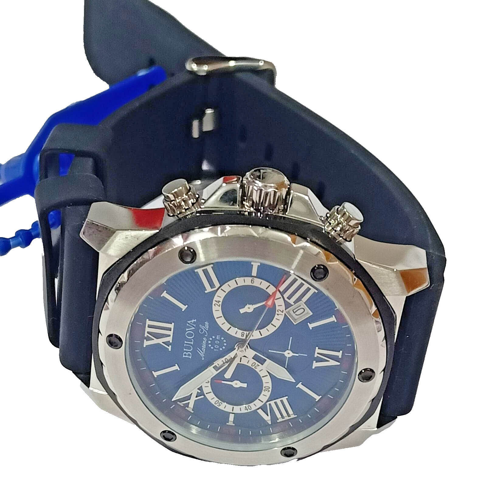 98B258 BULOVA MARINE STAR CHRONOGRAHP BLUR DIAL MEN’S WATCH “Photo Sample” M-474