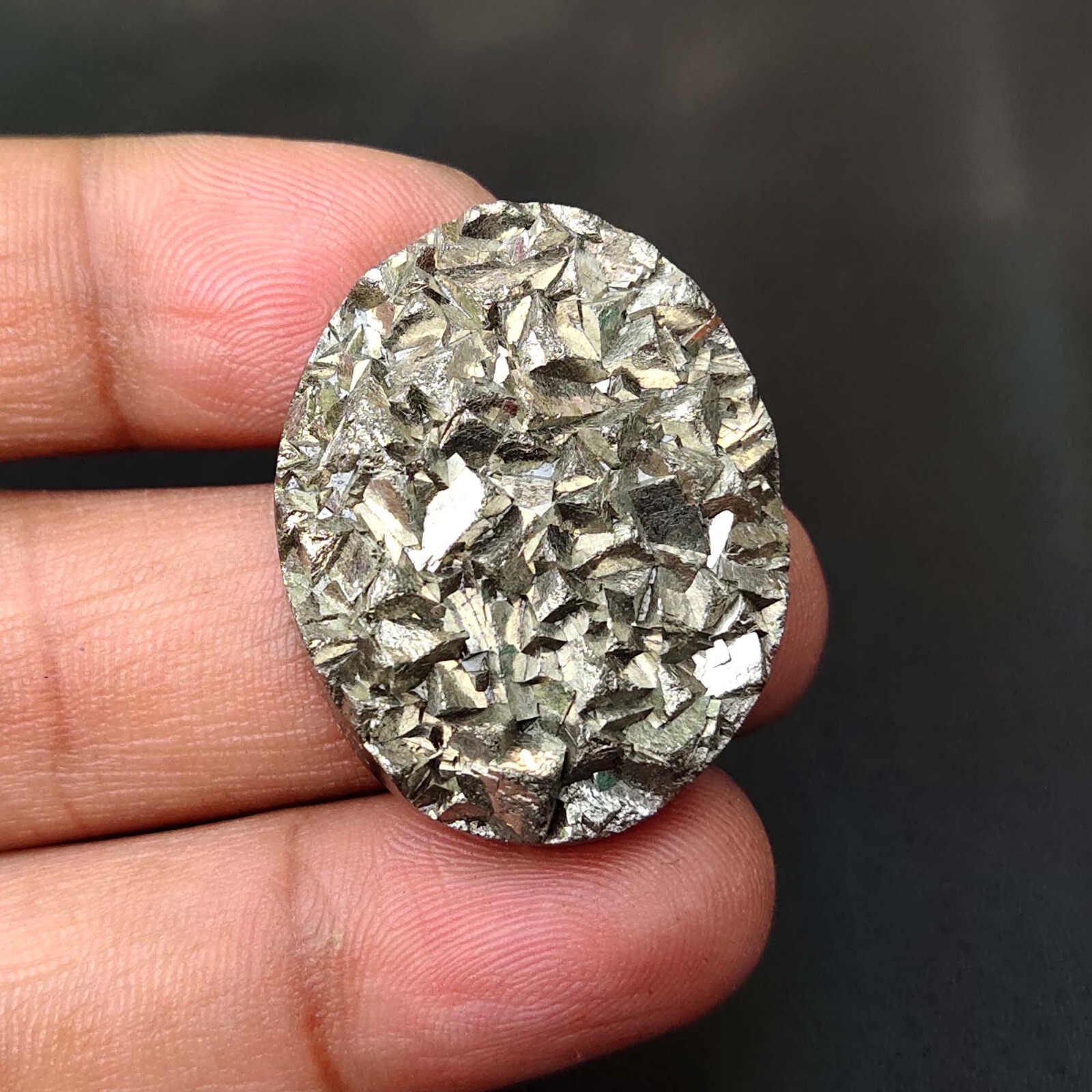 Natural Golden Pyrite Druzy Cabochon Crystal Geode Oval Gemstone 101 Cts #10280