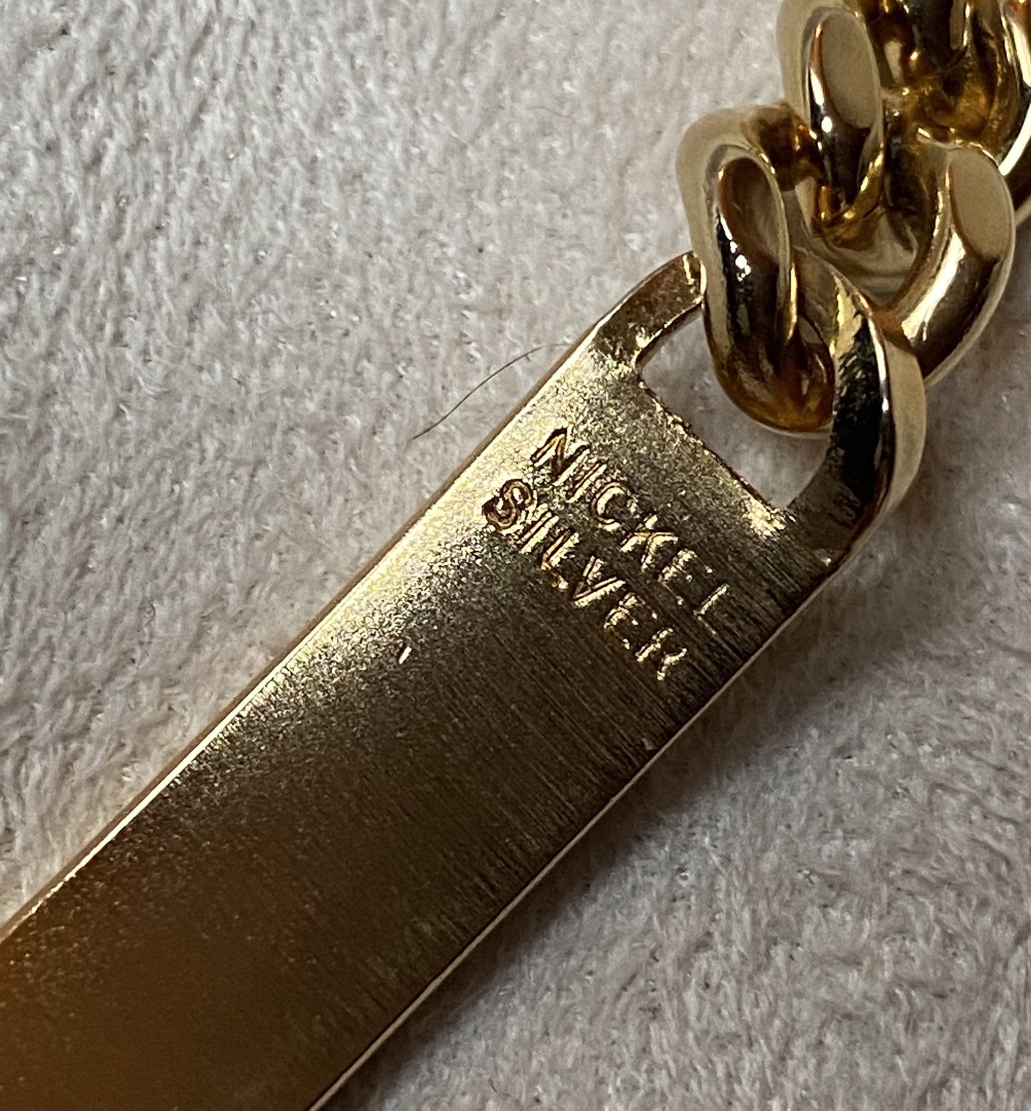 Vintage Elco Medical ID Bracelet Gold Electroplated 7.5”Engraveable Red Caduseus