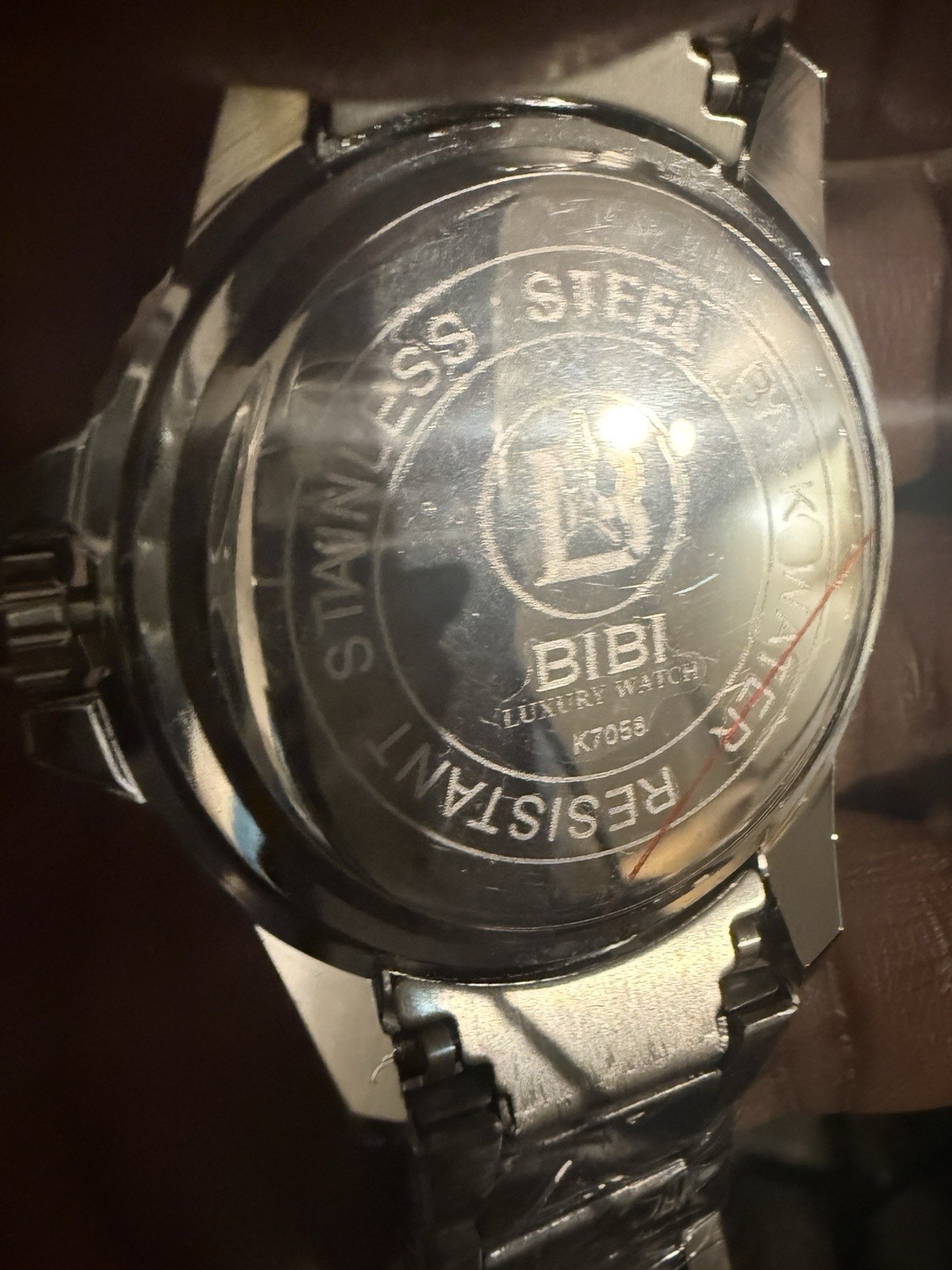 BIBI Luxury Watch Quartz Analog Date Blue Dial Diver Blue Bezel Silver Bracelet