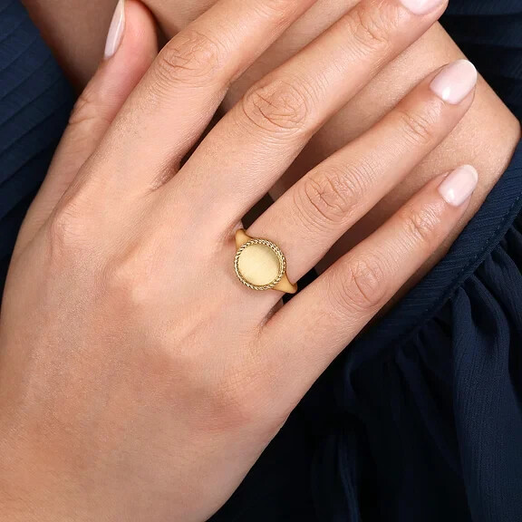 New Gabriel & Co.14KGold Round Ring with Twisted Rope Frame LR51879Y4JJJ