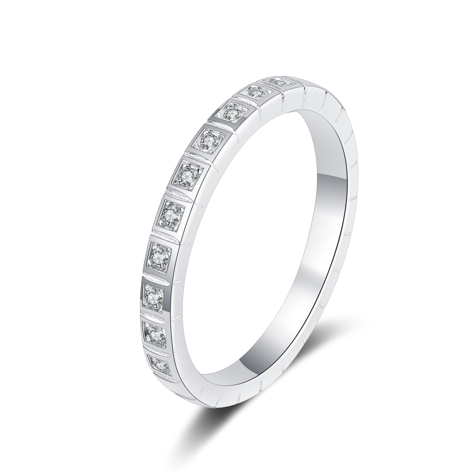 2.4mm Round Cut Moissanite Half Eternity Band Ring for Women 925 Sterling Silver