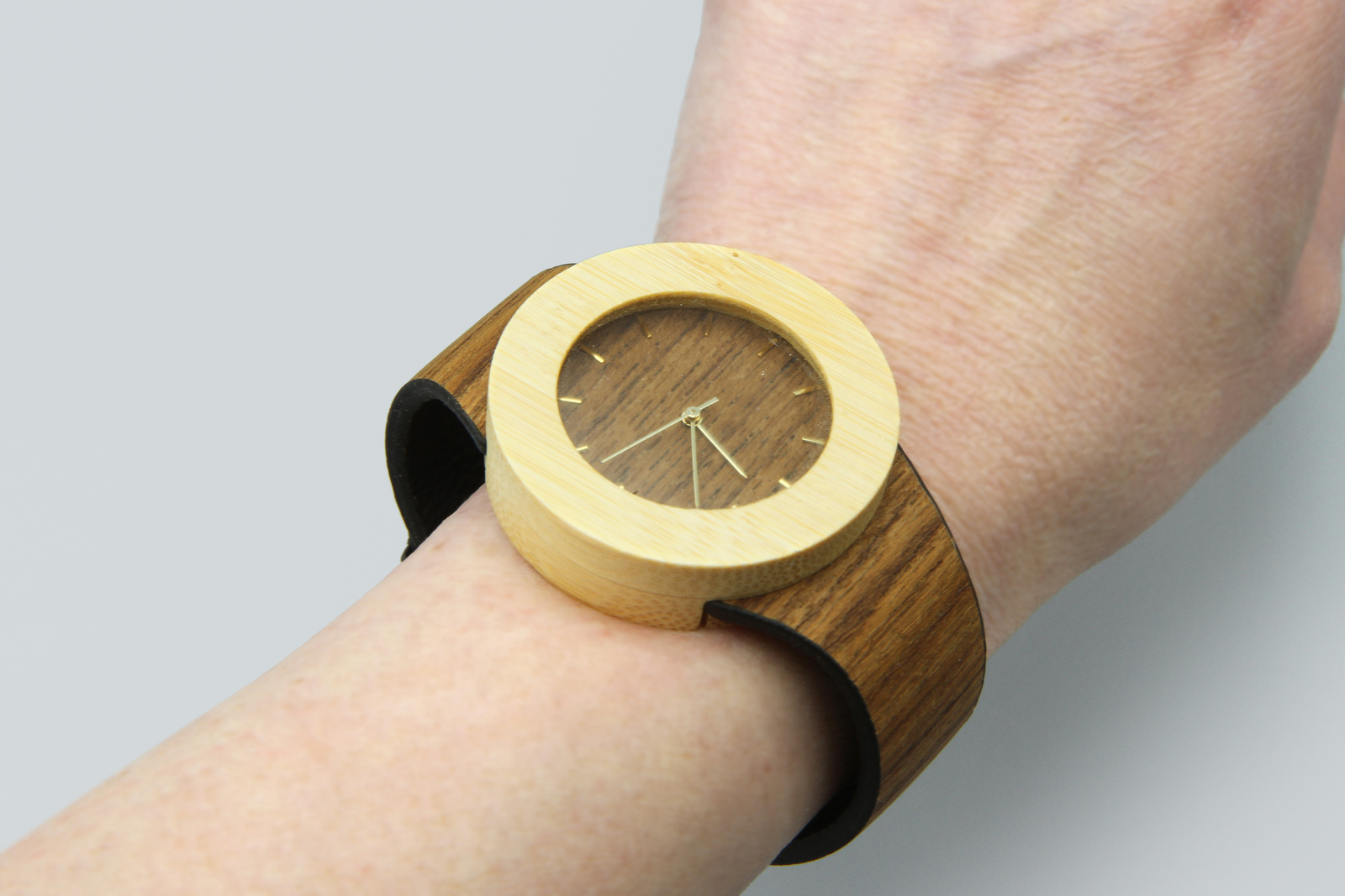 Working Analog Wrist Watch, Teak Wood Strap and Bamboo Body, Running Watch
