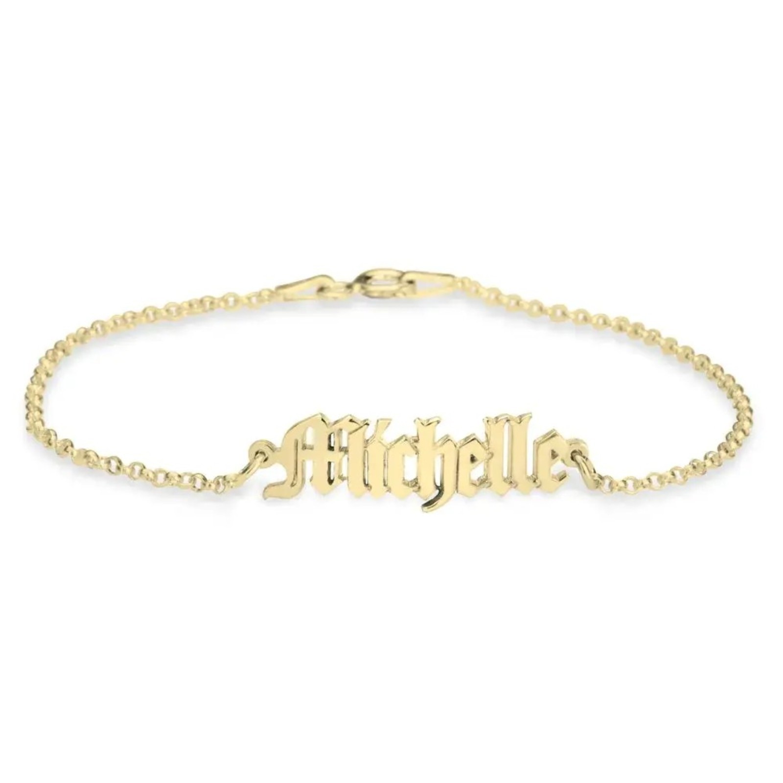 Custom Name Bracelet Old English Font Personalized Handmade Gift for Her