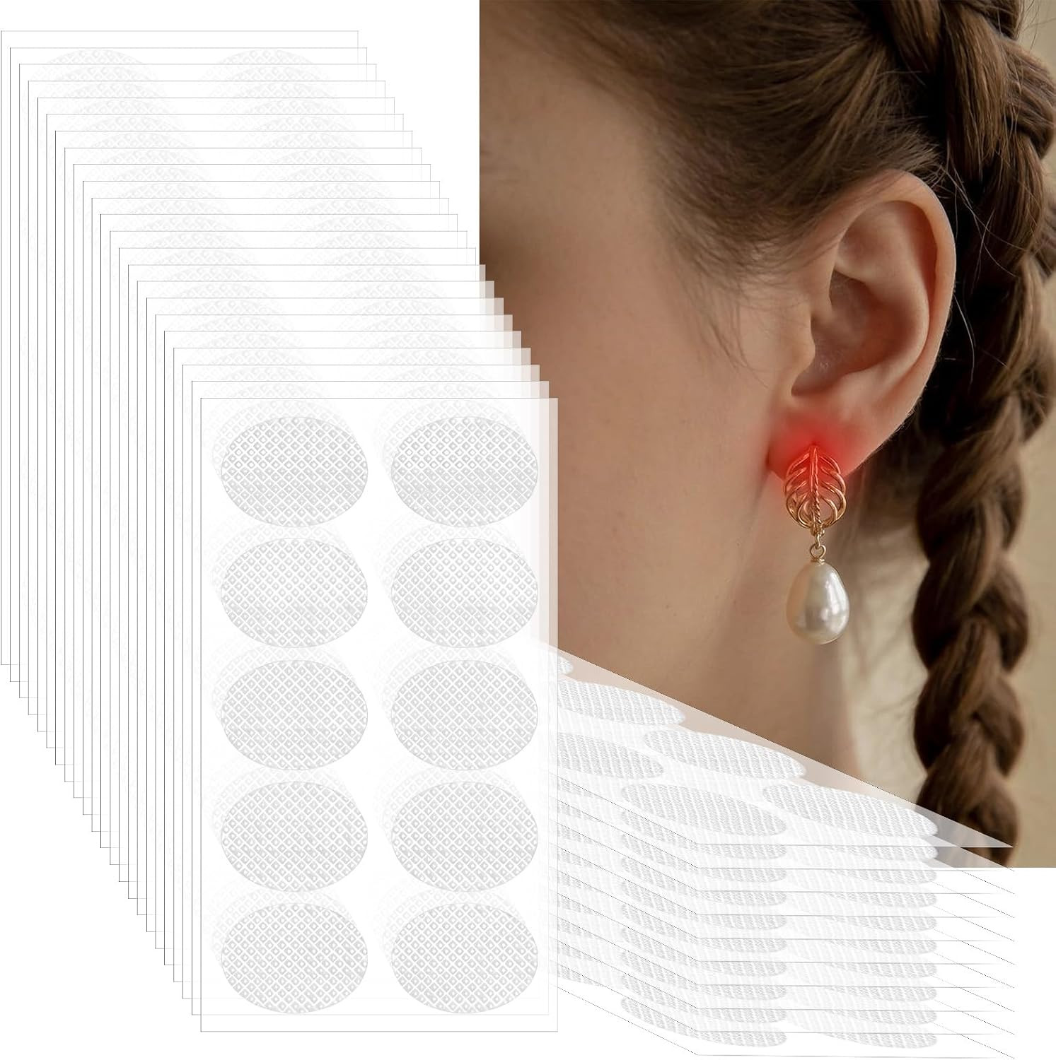 600 PCS Ear Lobe Support Patches for Earrings, Clear Earring Stickers for Hea…