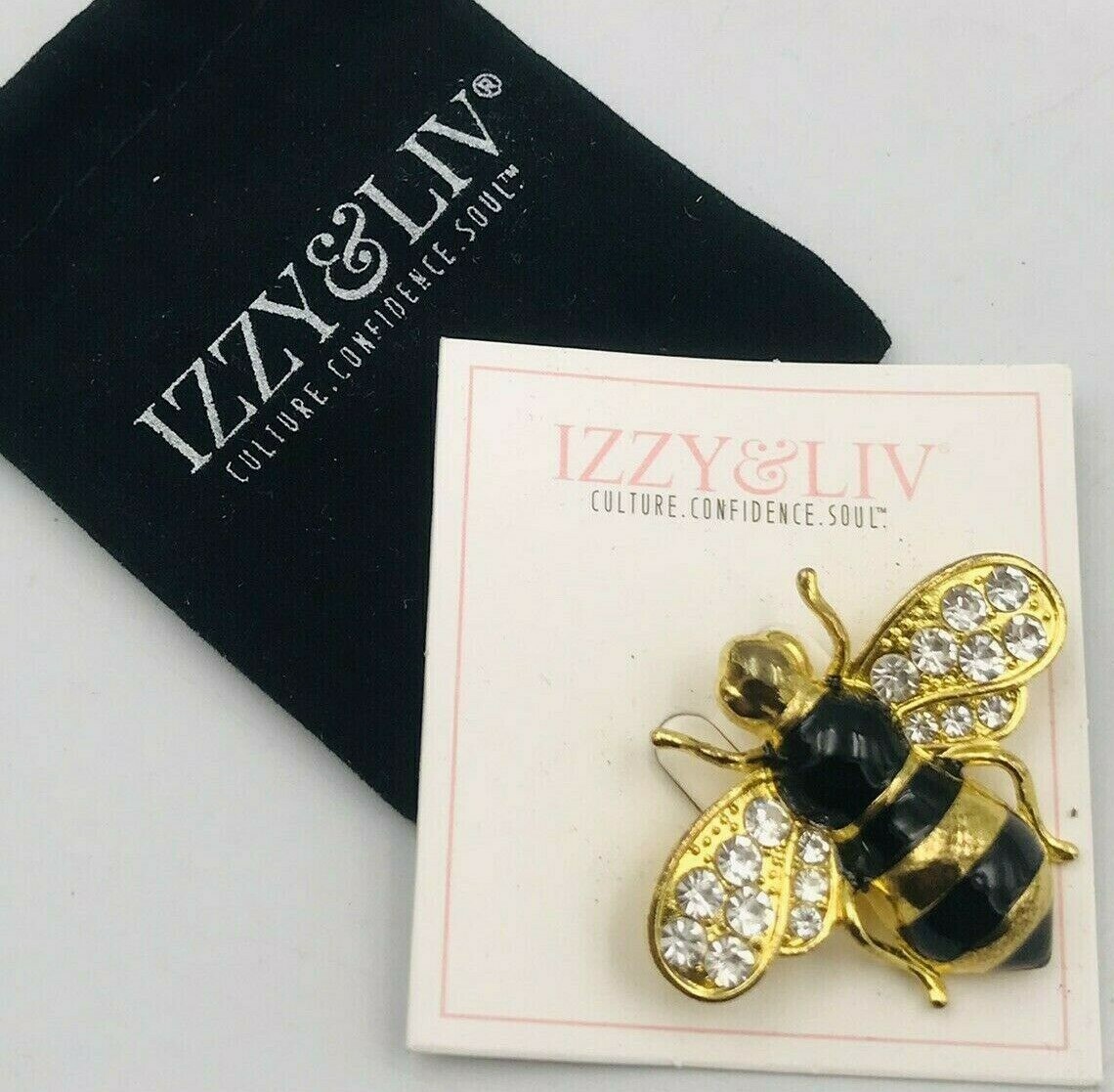 New Izzy & Liv Bumble Bee Brooch Pin Rumble With The Bee w/ Pouch 1.5″ x 2″