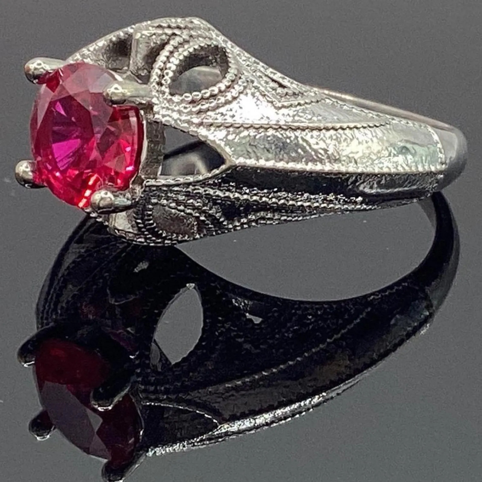 1ct Pink Sapphire Ring Antique 1950s Vintage Pinky Estate Size 6
