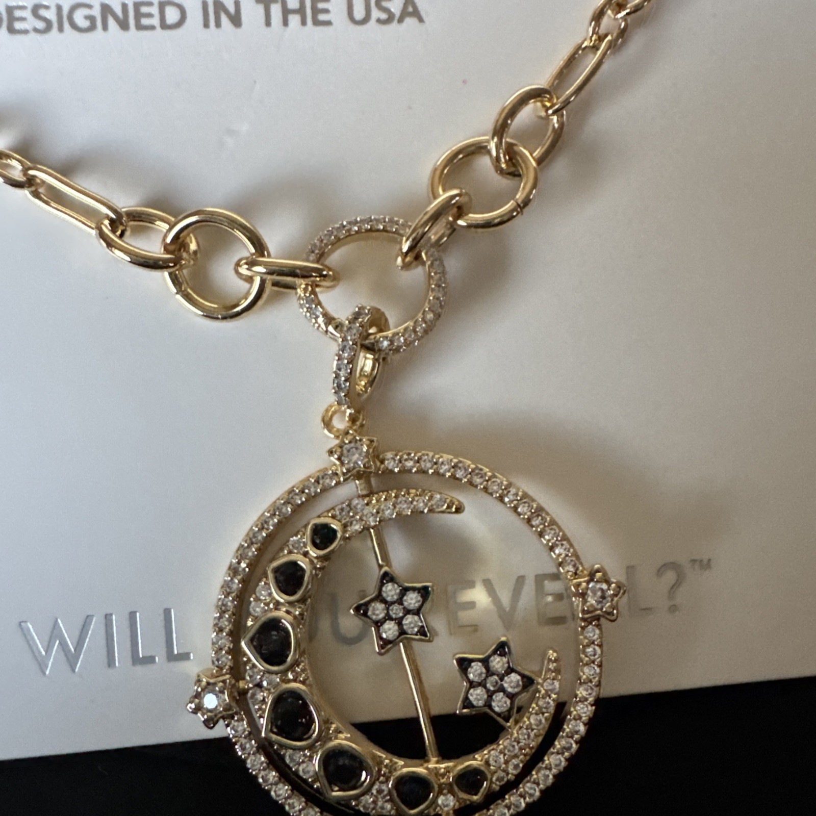 Bomb Party Obsidia Necklace “ She Lives Among The Stars” LC Onyx Sandstone Gold