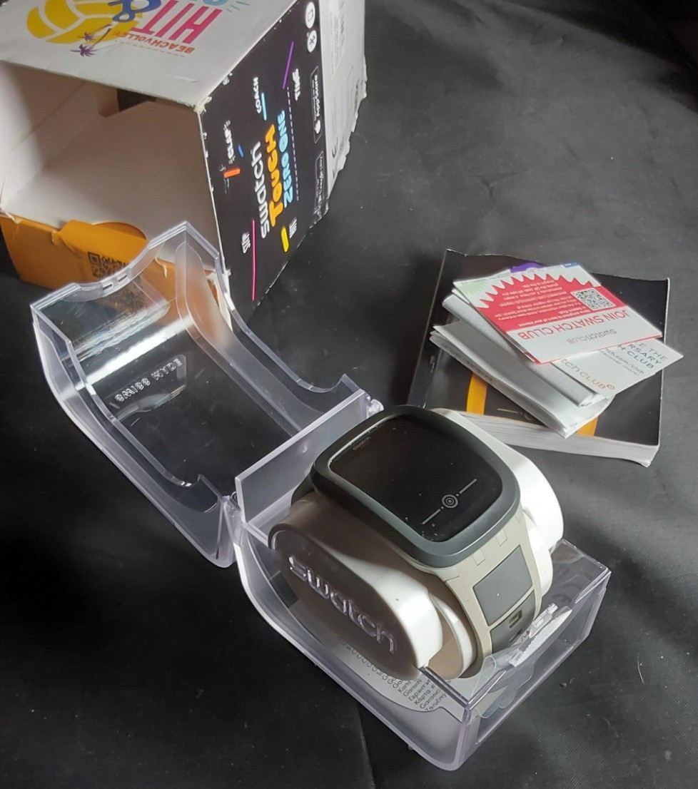Swatch Touch Digital Watch w/Original & Papers Box-Tan/Grey Strap-UNTESTED!!!!