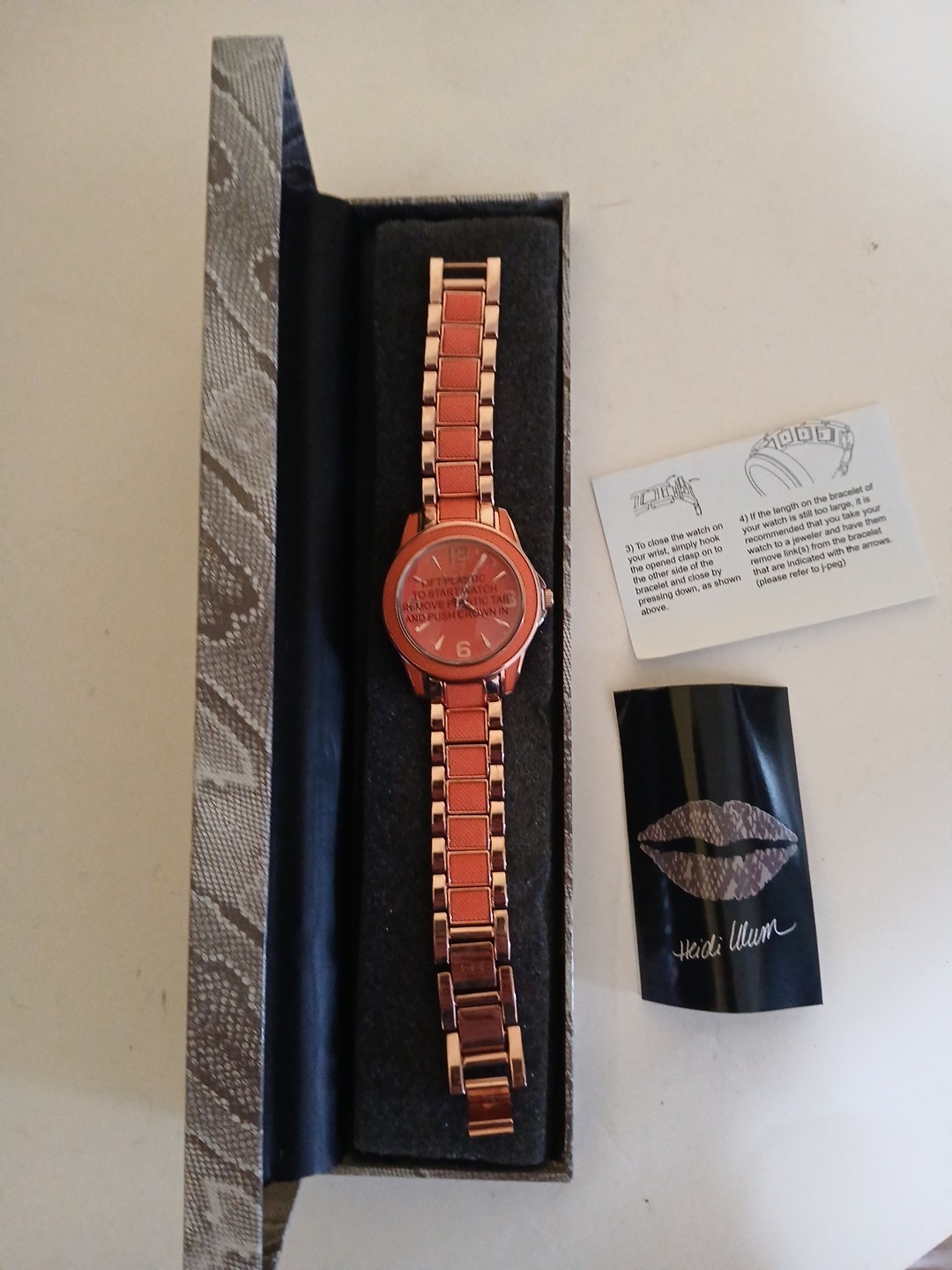 New Wildlife By Heidi Klum Analog Quartz Watch In Rose-gold And Orange Or Dk…