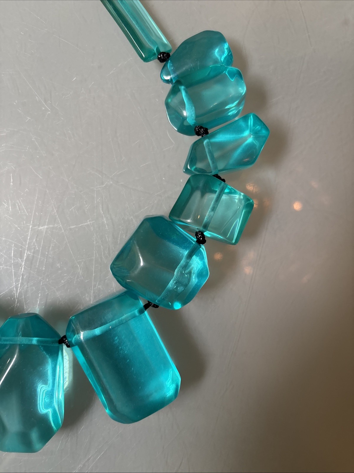 NWOT Statement Bib Chunky Turquoise Blue Stones Resin Anthropologie