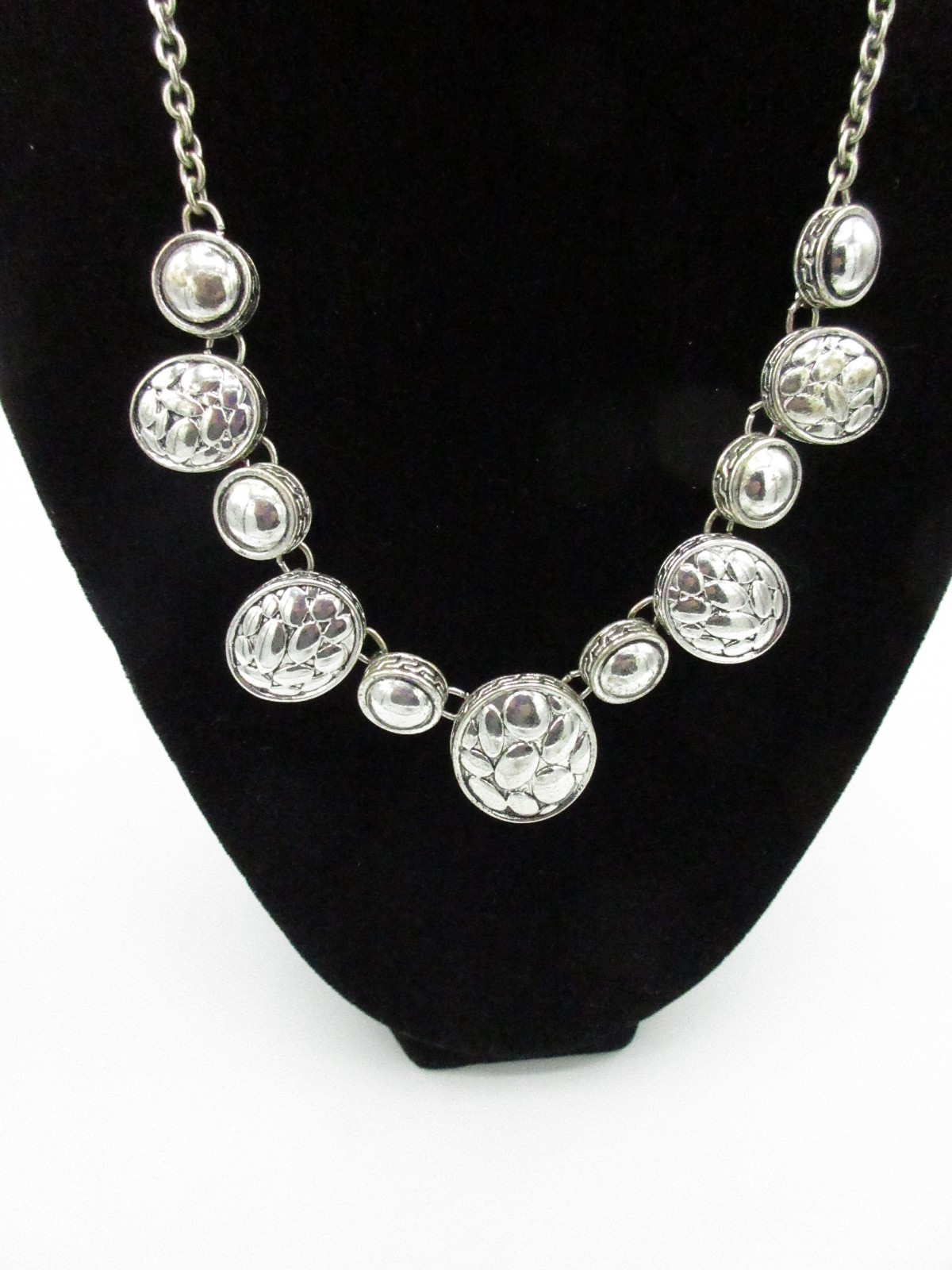 Signed LC Le Chateau Necklace Silver Tone Metal Charms Pendants Collar Chic