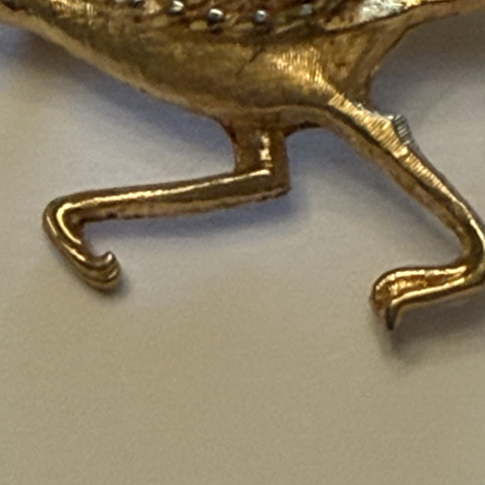 Boucher Signed Gold Tone Roadrunner Bird Brooch Pin Red Round Rhinestone Eye