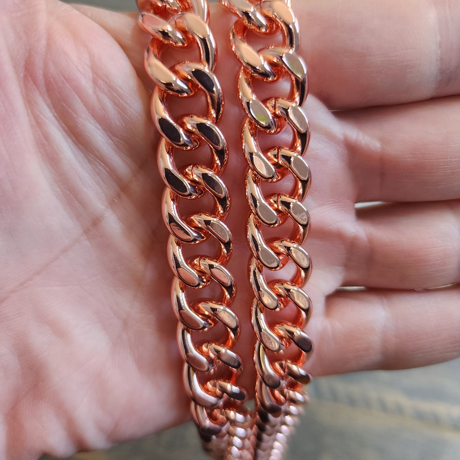 Pure Copper Cuban Chain Necklace – 12 mm Heavy Cuban Link Chain 22″-24″