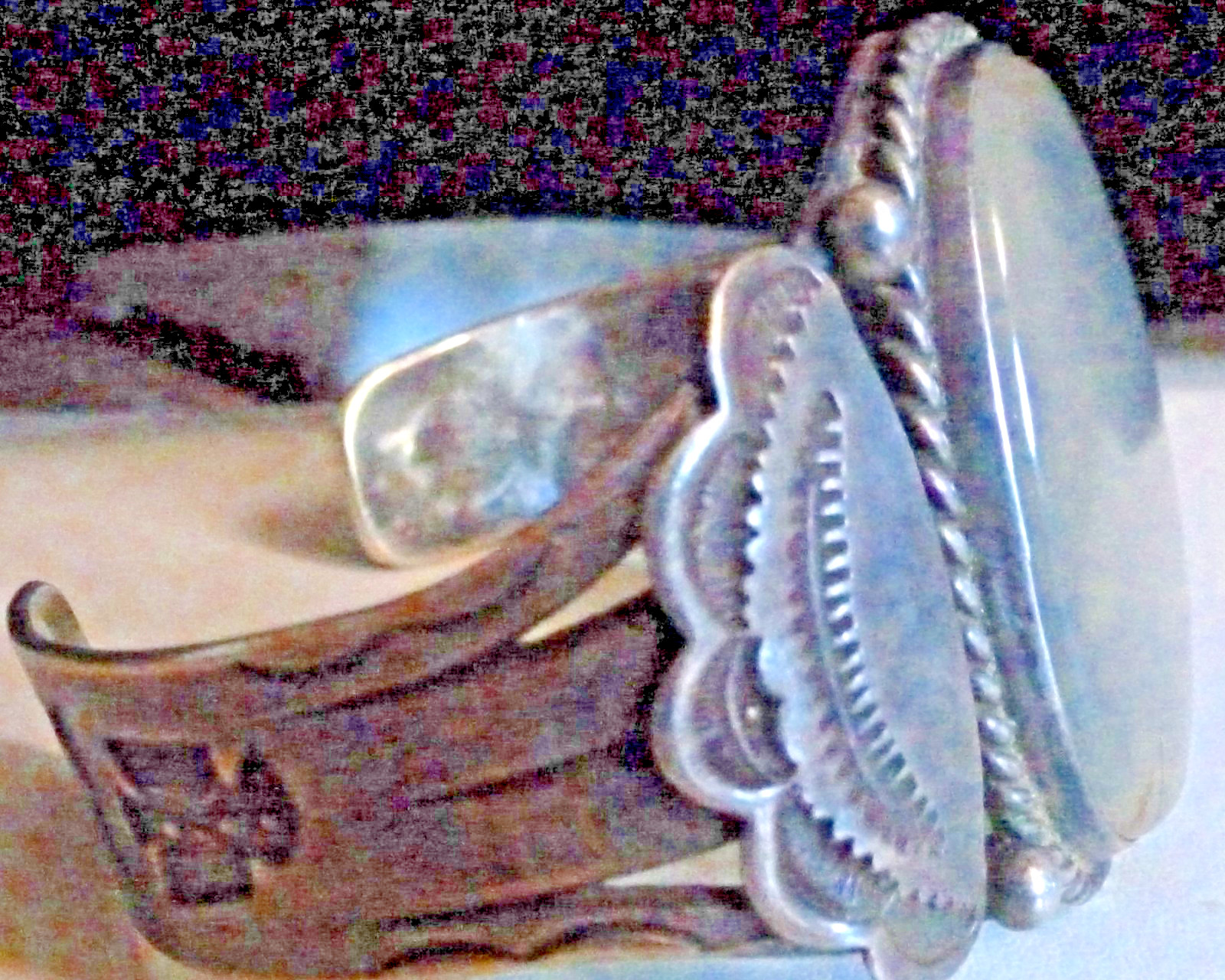 Sterling Navajo Fred Harvey Era Cuff Bracelet Agate Thunderbirds Bracelet