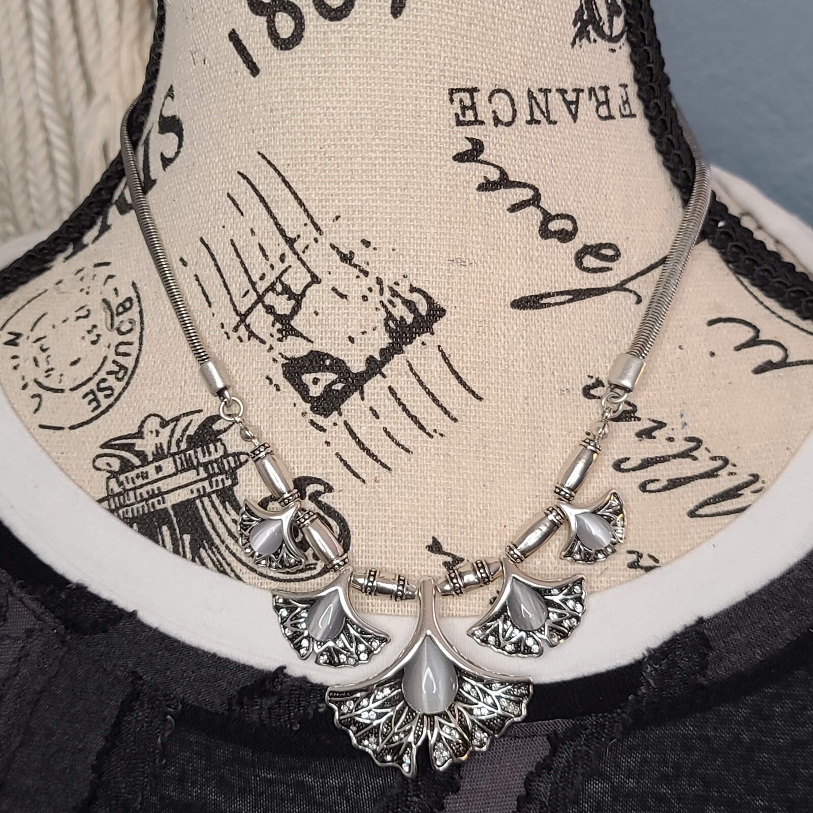 7 Charming Sisters “Regal Revival” Gray Moonstone & Crystal Serpentine Necklace