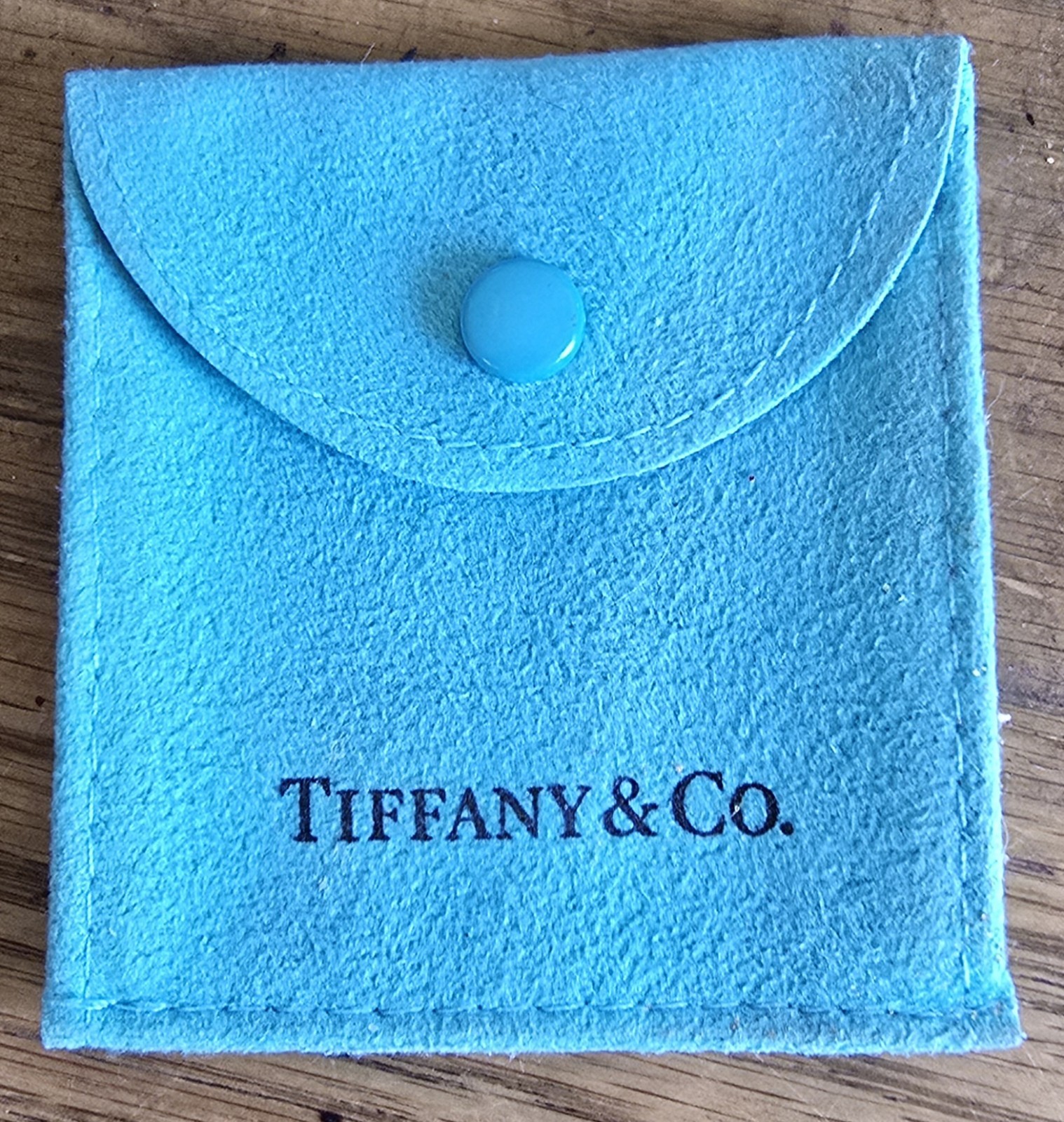 Tiffany & Co Teal Jewelry Bag Pouch Snap Closure 2 Sections Small FREE SHIP