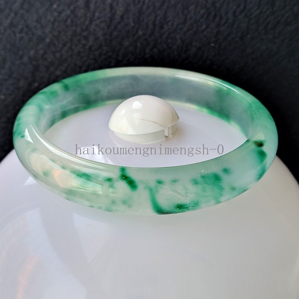 Certified Ice Green 69mm Natural Burma Jade jadeite Big Bangle Bracelet 3474