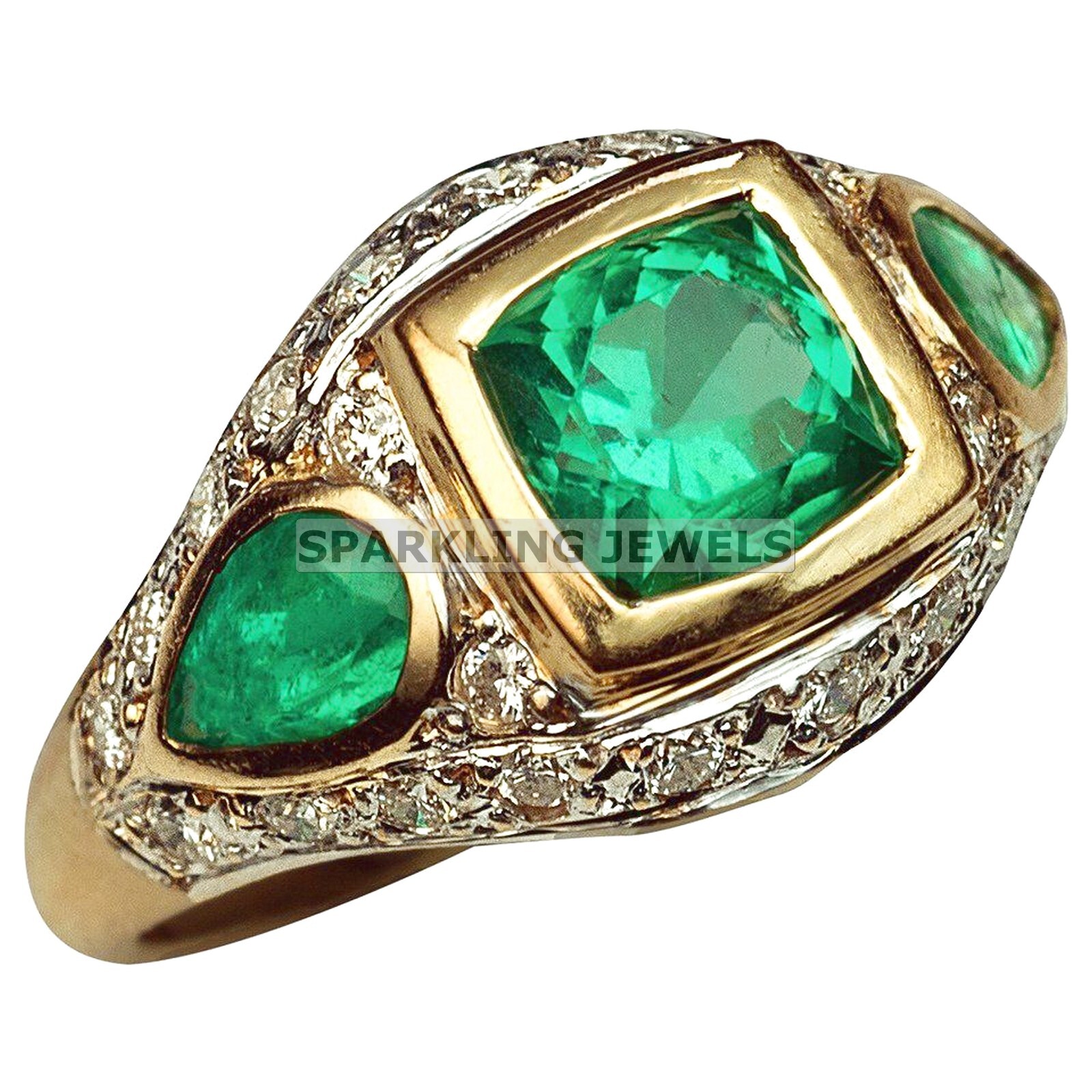 AAA+ Emerald Cushion Cut With 14K Solid Gold Ring For Men #503