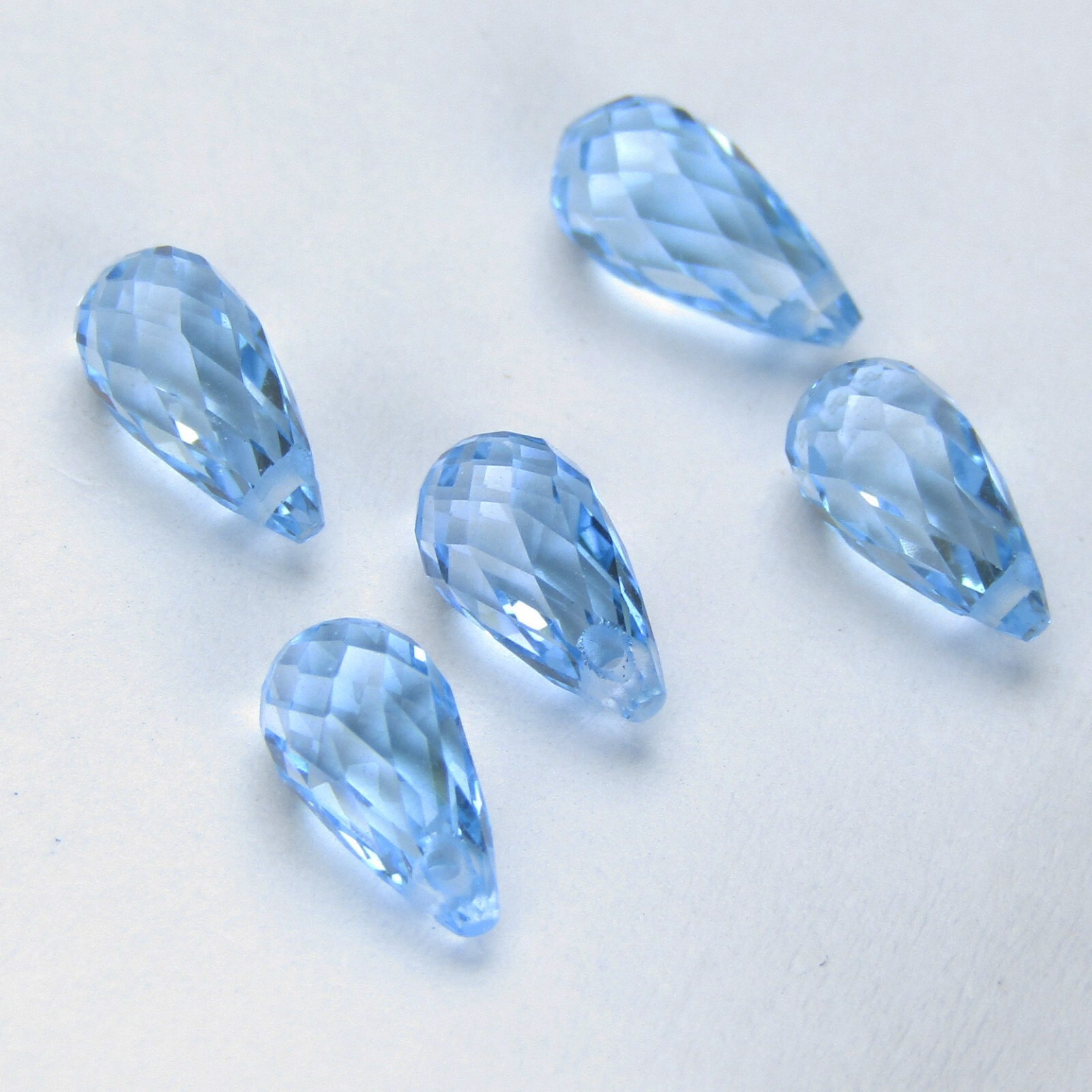 5.35Cts Natural Baby Blue Topaz 5 pieces briolette top side drilled Gemstones