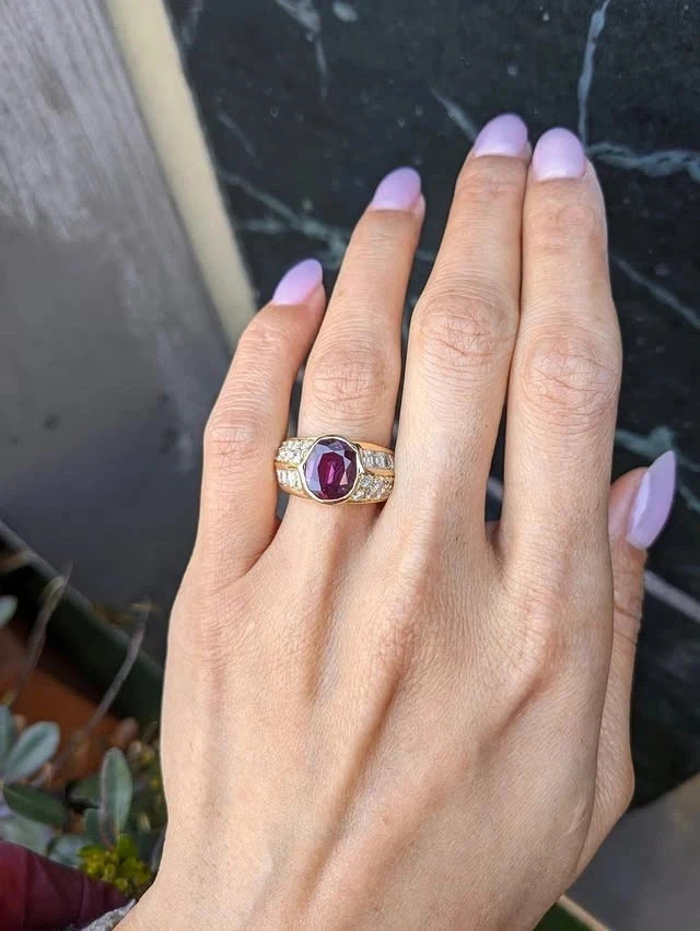 6.80 Ct Oval Cut Natural Ruby Diamond Wedding Ring 14K Yellow Gold Size 8