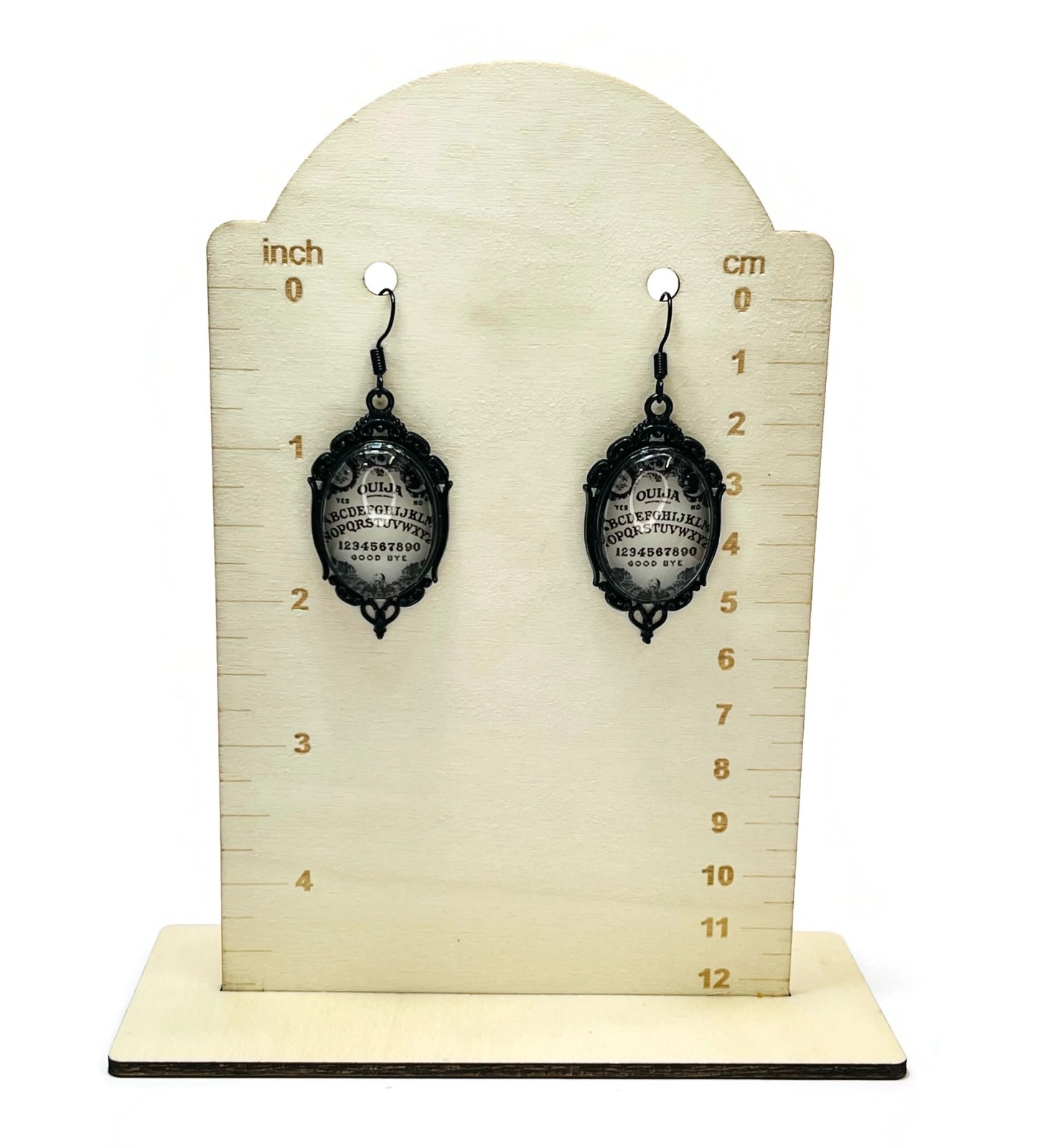 Lime Green & Black Ouija Board Glow in the Dark Earrings