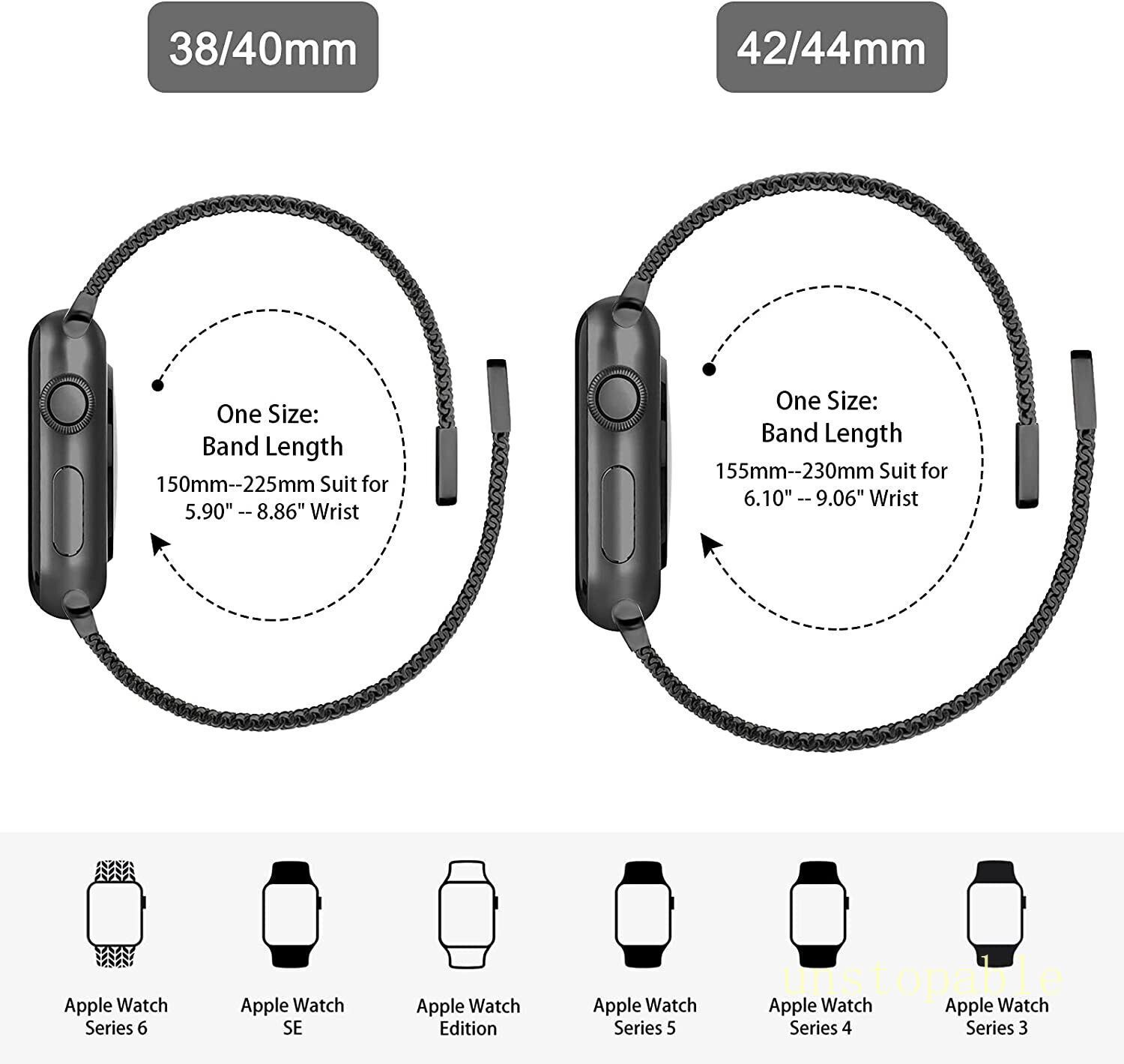 Magnetic Loop Metal strap band for Apple watch iWatch Serie 9 8 7 6 5 4 3 SE 2 1
