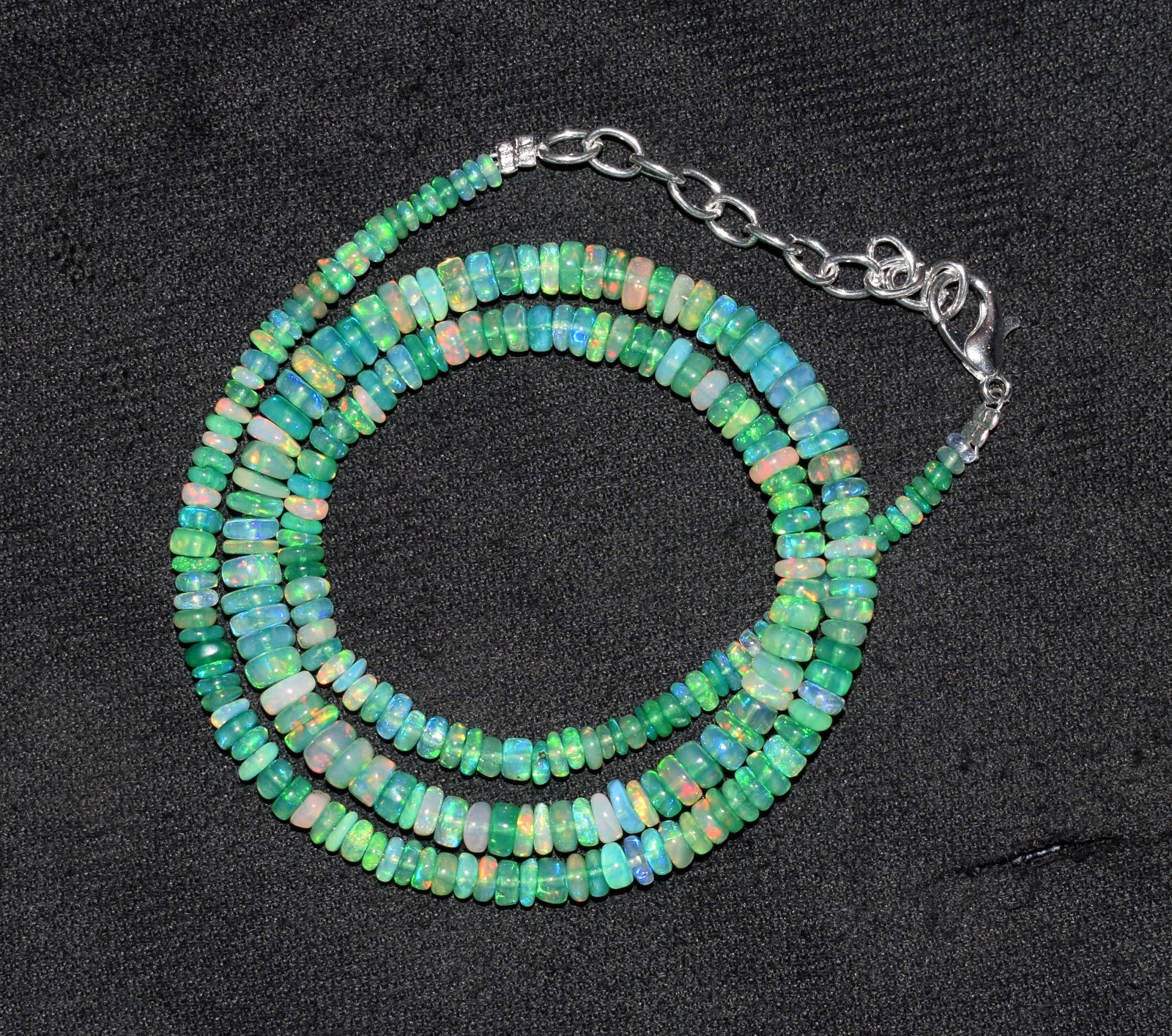 16”Natural Ethiopian Opal Wello Fire Opal Gemstone Bead Necklace AF532