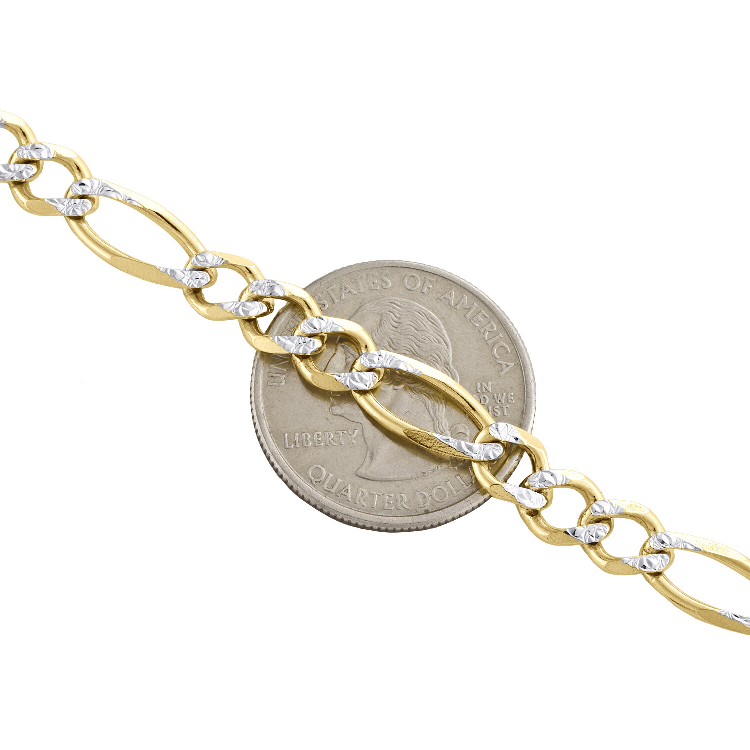 Mens 10K Yellow Gold 6.50mm Diamond Cut Solid Figaro Link Bracelet 7 – 9 Inches