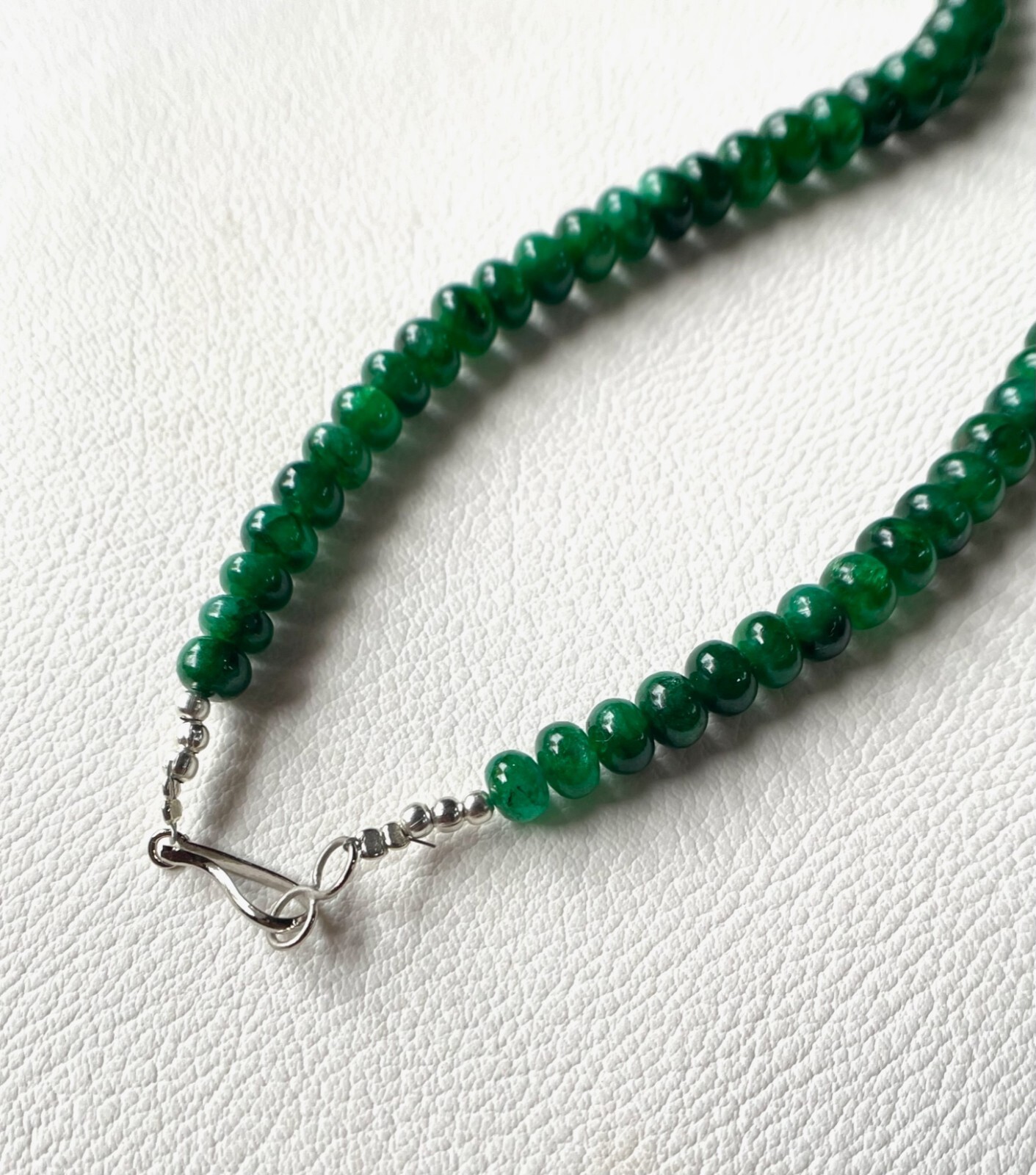 AAA-Natural Emerald Smooth Roundelle Beads Gemstone , Emerald Beads Necklace