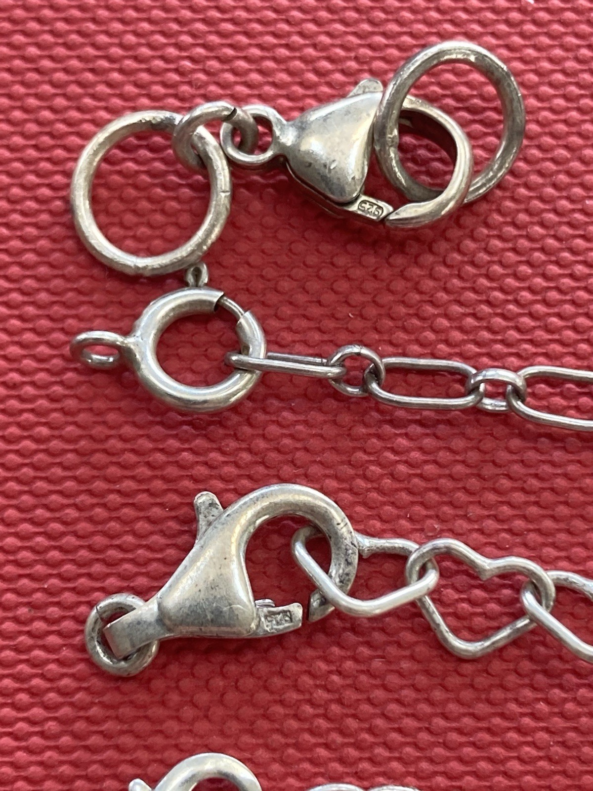Lot of 6 Clasp Sterling Silver 925 Findings Lobster Assort Extension Chains PLUS