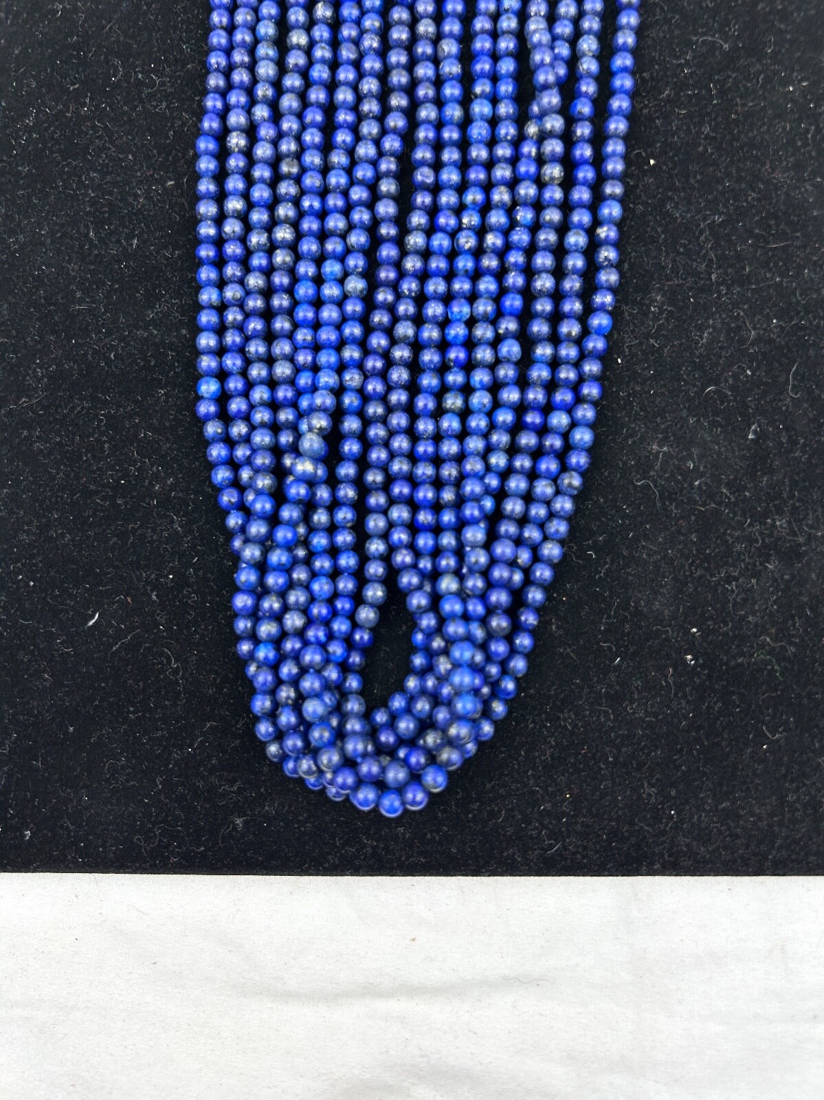 Natural Afghani Lapis Round Bead Necklace – 3mm to 4mm 8 Strands