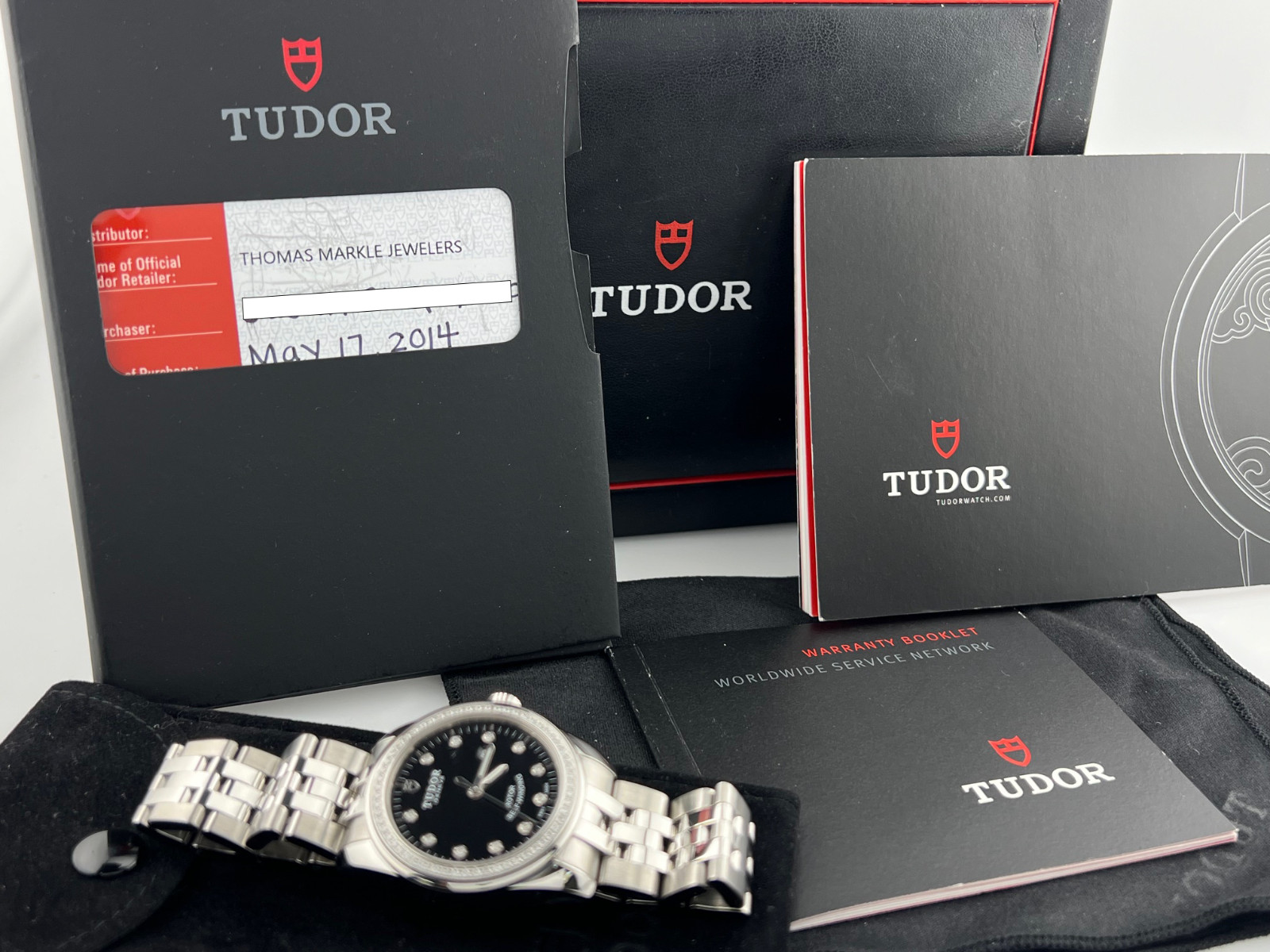 Tudor Glamour Date 53020 31mm Factory Diamond Dial Diamond Bezel Box Papers