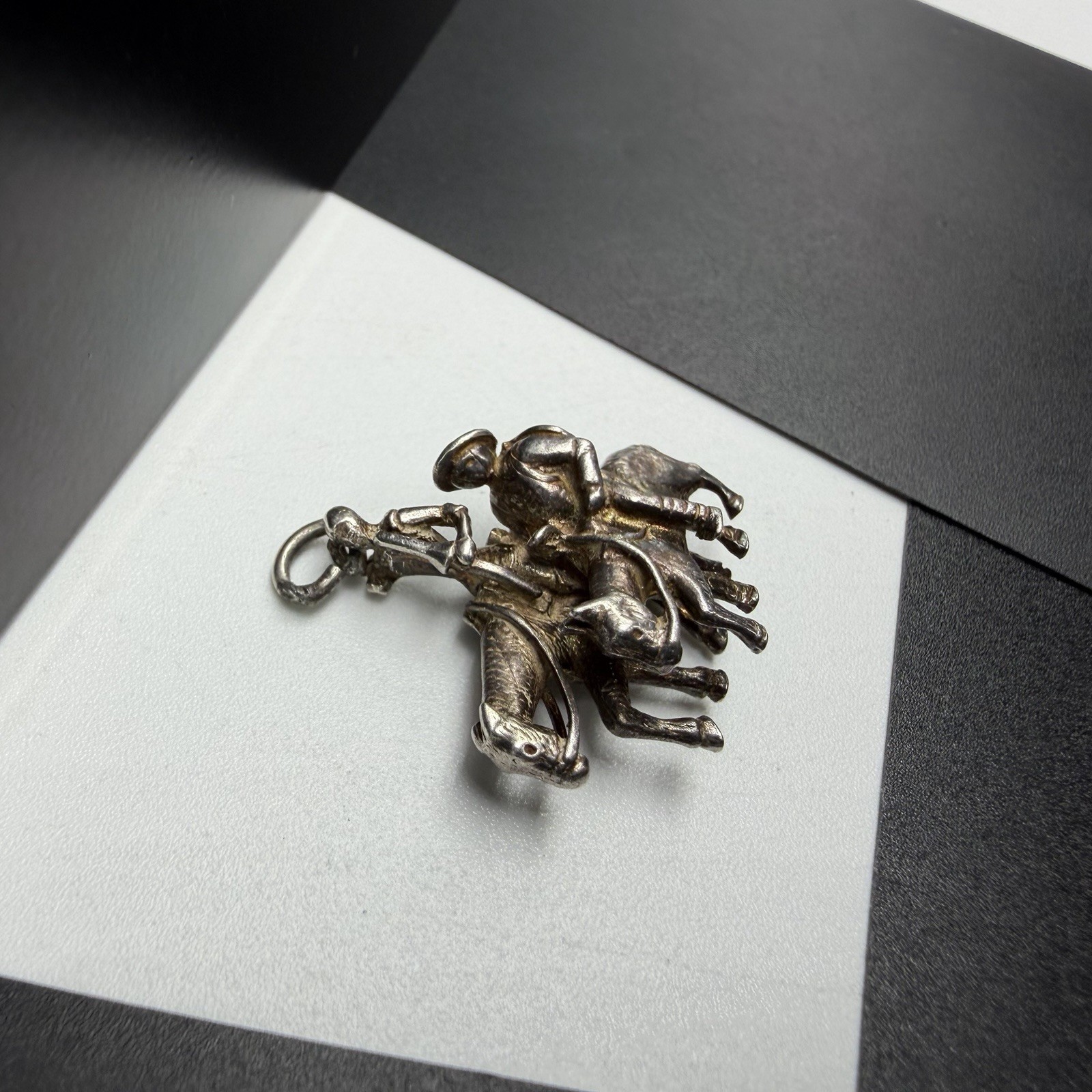 Vtg Sterling Silver Man of La Mancha Don Quixote Sancho Panza Charm See Details