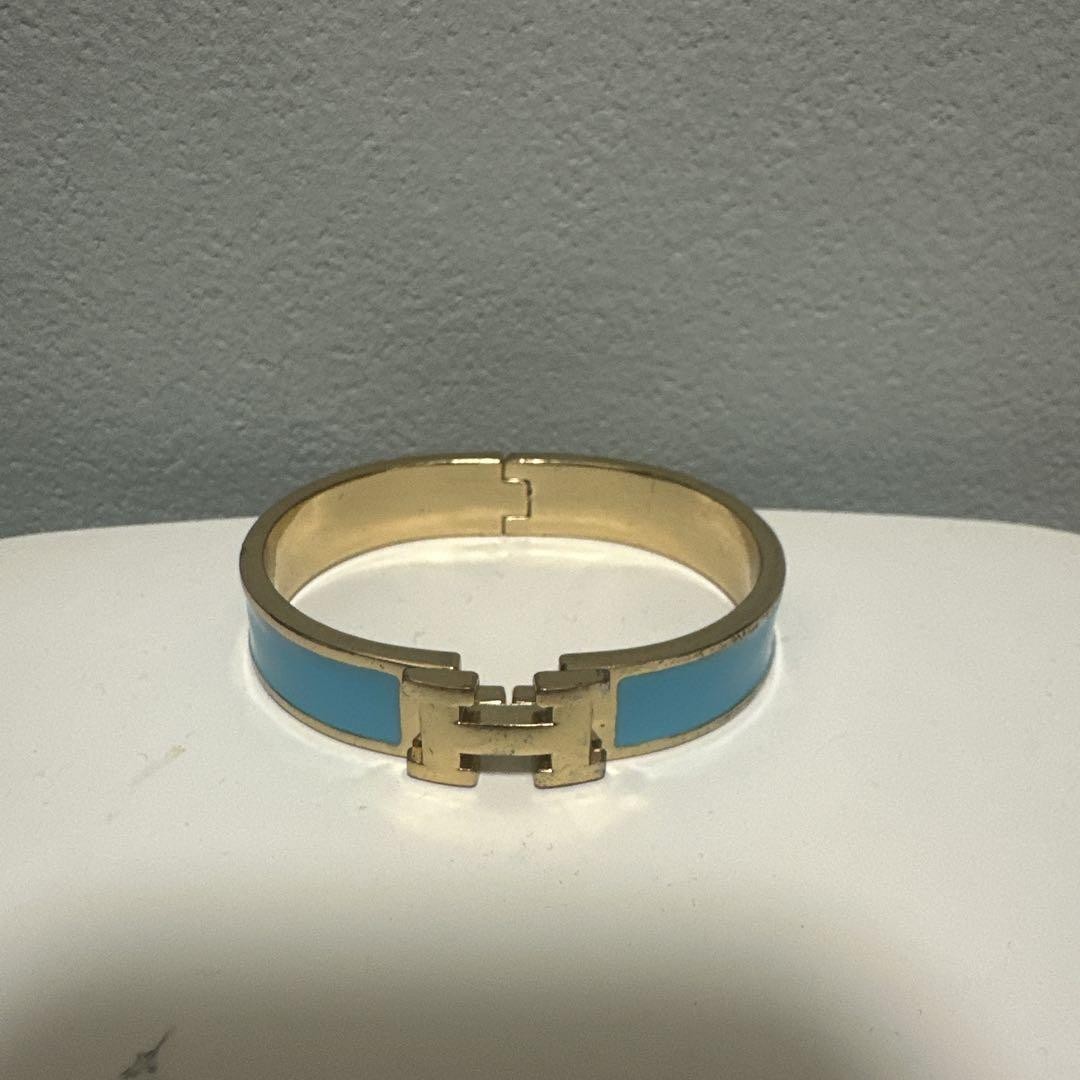 Hermès Click H Turquoise and Pink Gold Bracelet, 16cm Wrist Circumference Used