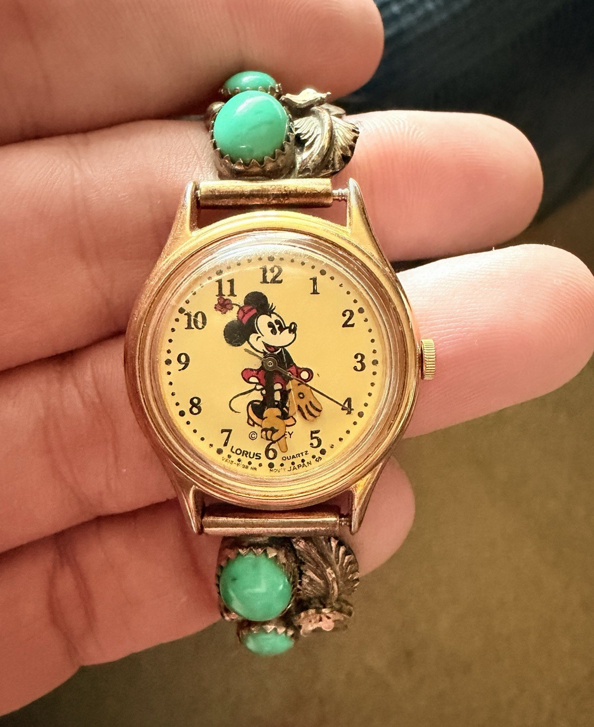 Vintage Navajo Betty Thomas 12K Gold Filled Turquoise Watch Tips 1980/90s Minnie