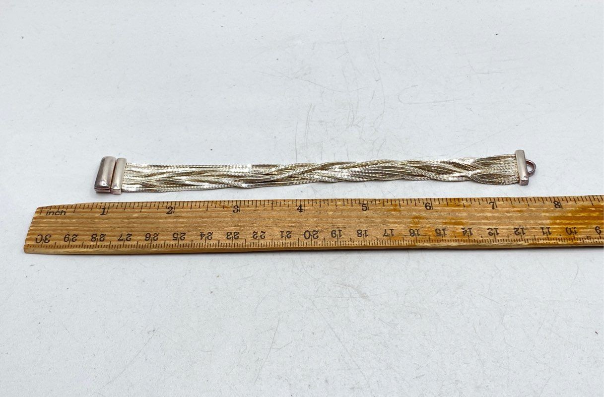Milor Sterling Silver 925 Multi-Strand Snake Chain Bracelet Magnetic Clasp 7″
