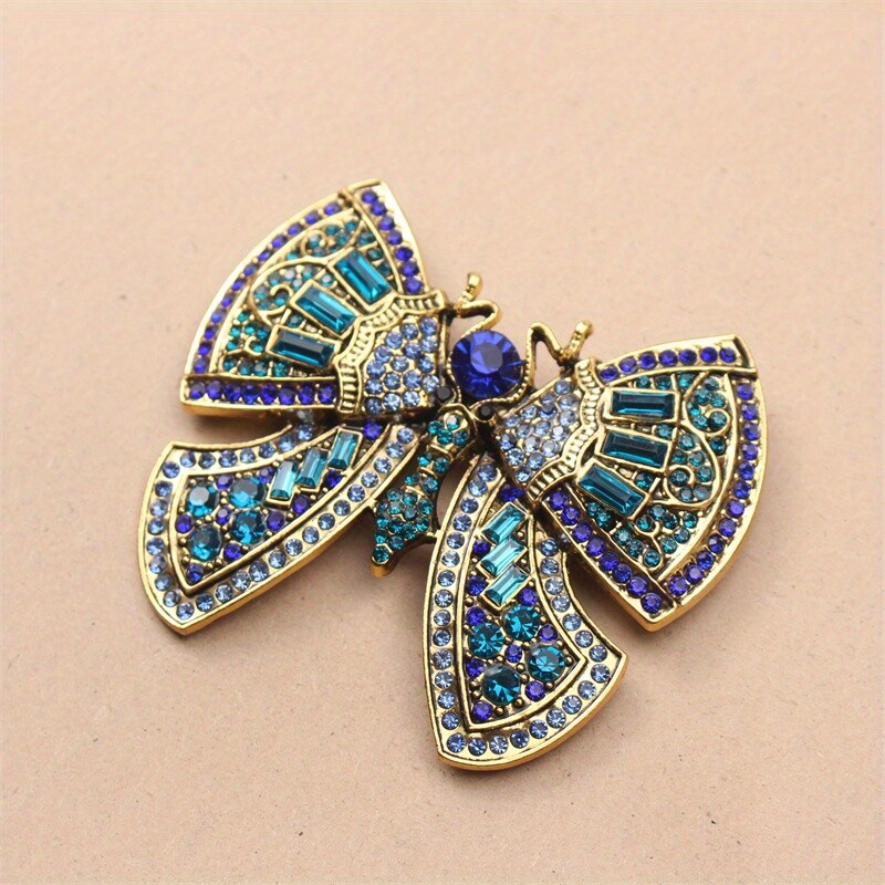 Vintage Luxury Butterfly Brooch with Rhinestones, Novelty Animal Shape Pin
