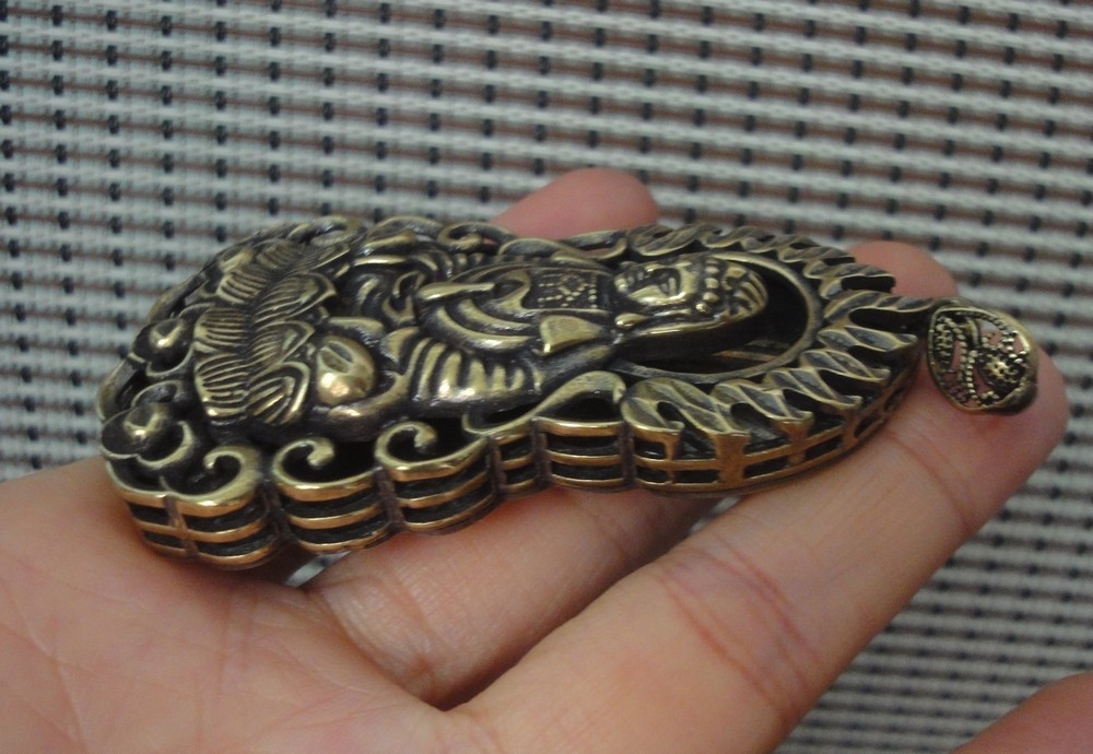 Vintage Style Pure Brass GuanYin Buddha Statue Pendant Bags Charms