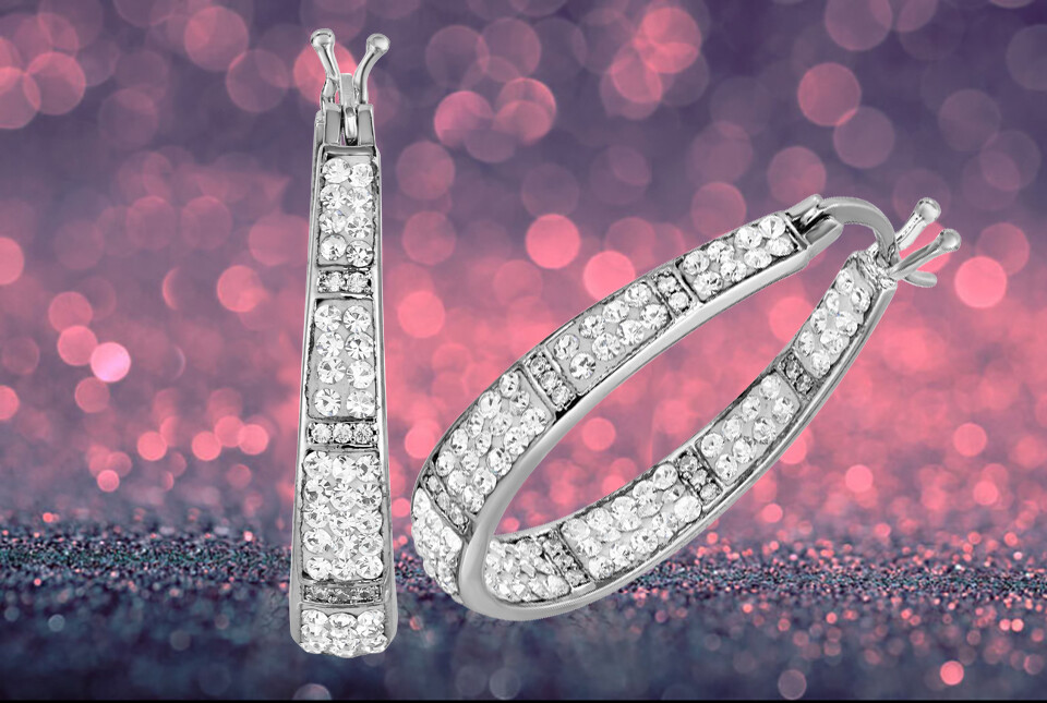 White Inside Out Hoops with Free 2.00 CT Studs made with Swarovski Elements