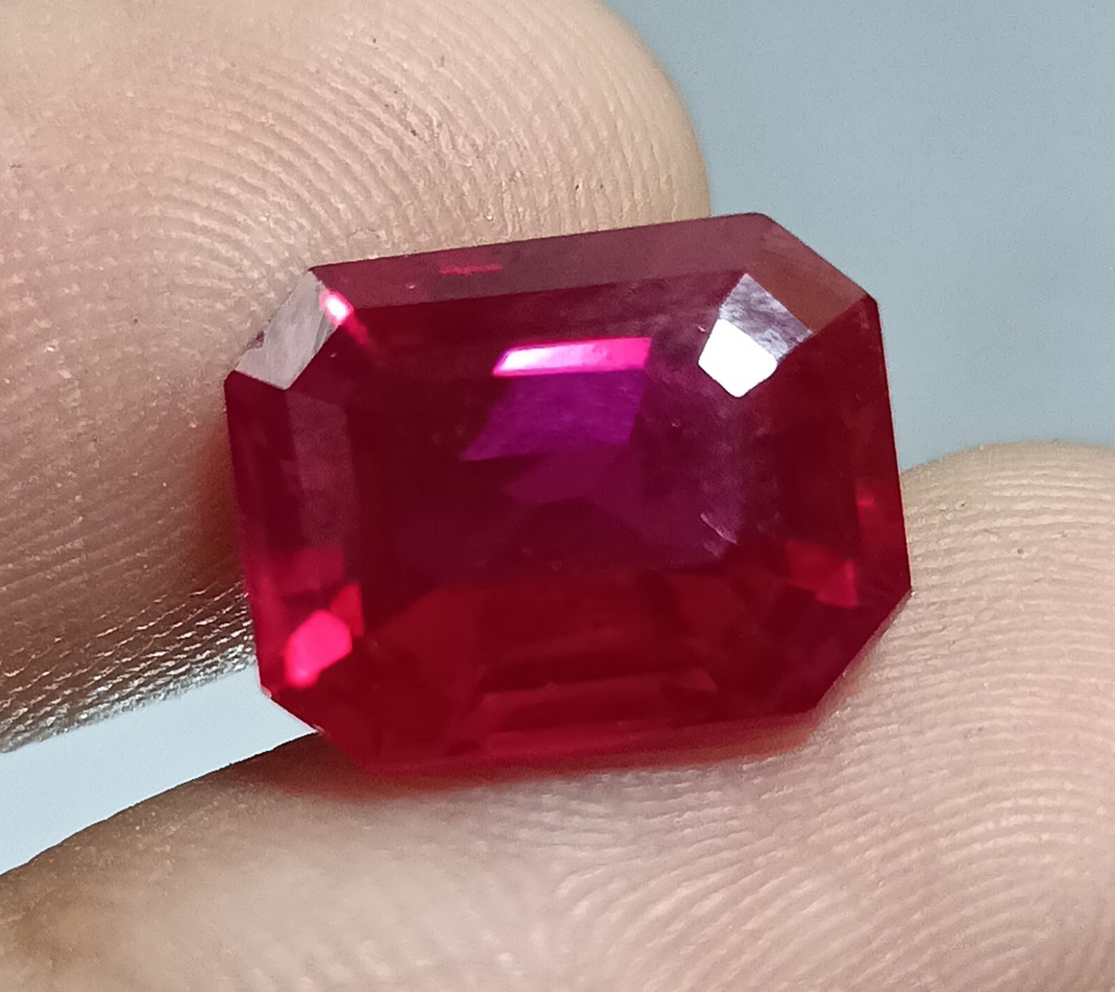 Natural Mozambique Mine Blood Red Ruby 9.00 Ct Emerald Cut Loose Gemstone