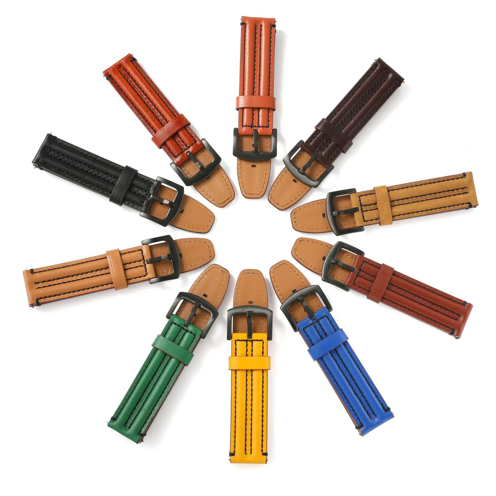 Cow Leather Watch Strap 20mm 22 24mm Stitching Watch Band Vintage Wristband Belt